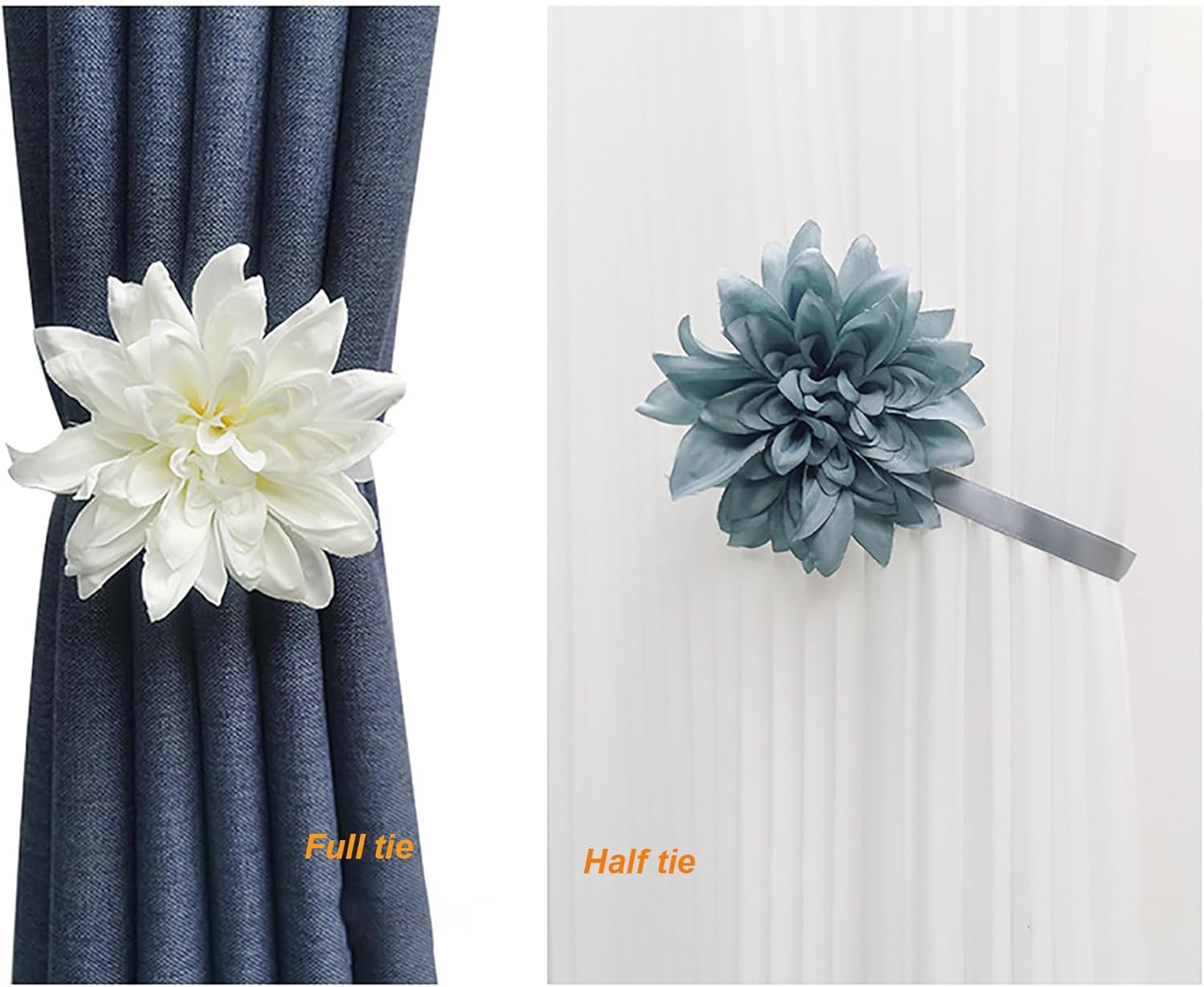 2 alzapaños magnéticos de flores para cortina, hibisco, clips decorativos para atar en la parte trasera de la ventana, cuerdas de sujeción para el