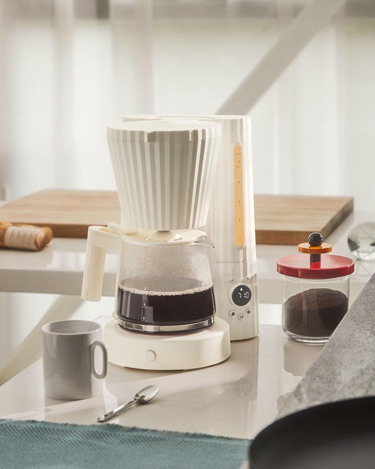 Alessi Cafetera de goteo Plissé. Enchufe de EE. UU. Blanco