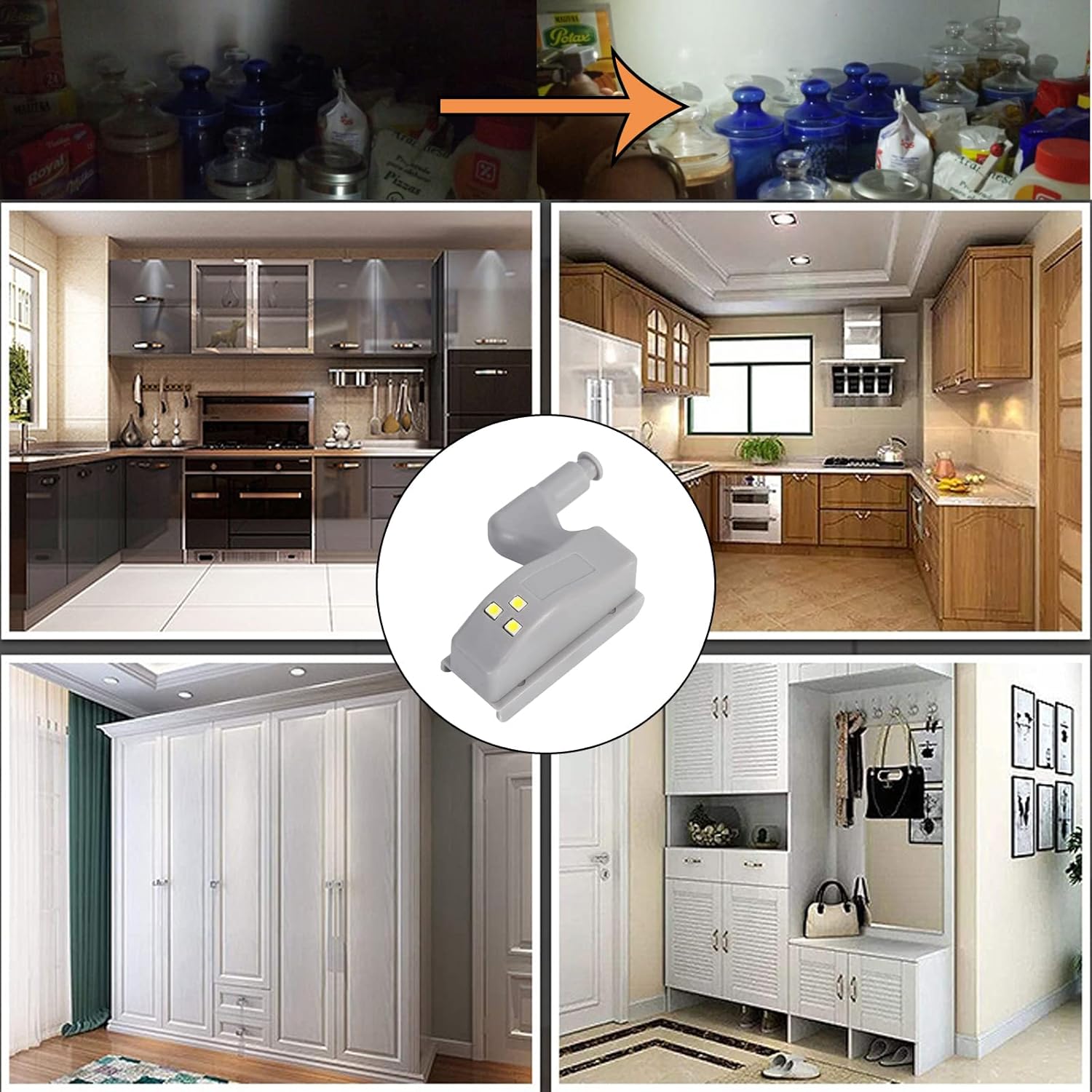PCTC 12 piezas de luz LED universal para armario de armario para cocina moderna hogar lámpara – blanco cálido con batería