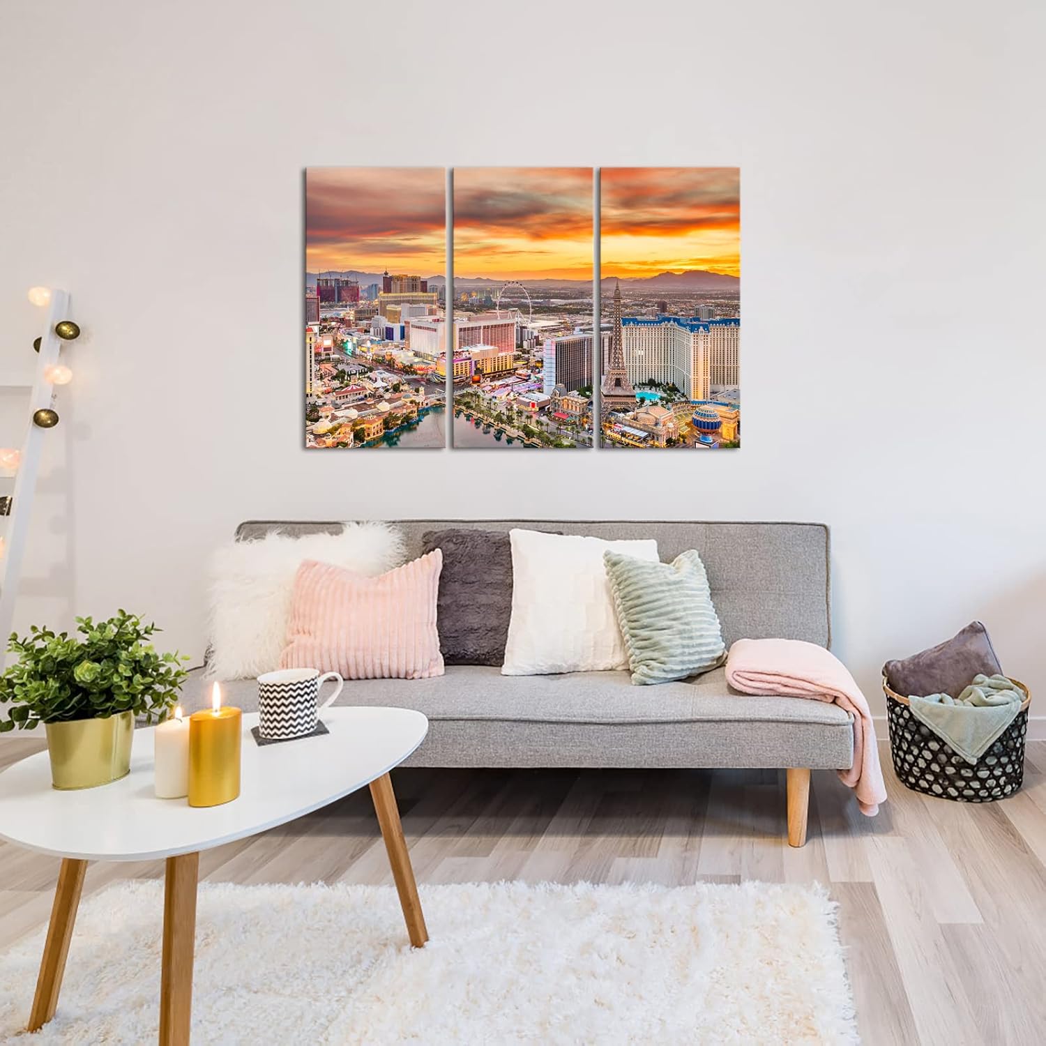 Nachic Wall Lienzo artístico de ciudad de Las Vegas, Nevada al atardecer, arte de pared, póster de horizonte de EE. UU., impresiones de pintura para