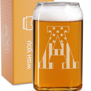 Vaso en forma de lata de cerveza con monograma grabado – bandera de EE.UU. Vaso en forma de lata de cerveza con monograma grabado – bandera de EE.UU.