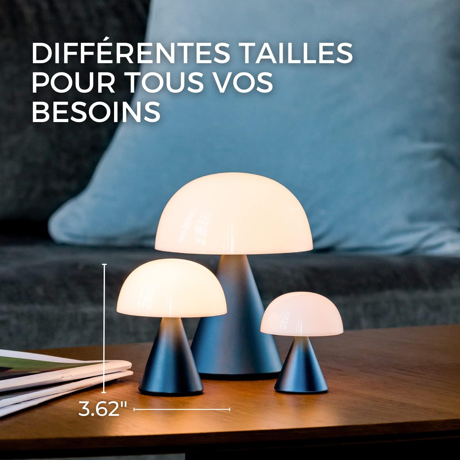 Lexon Mina M – Lámpara de noche portátil para dormitorios, niños y guardería, lámpara de mesa recargable de 9 colores LED con luz y atenuador de 24