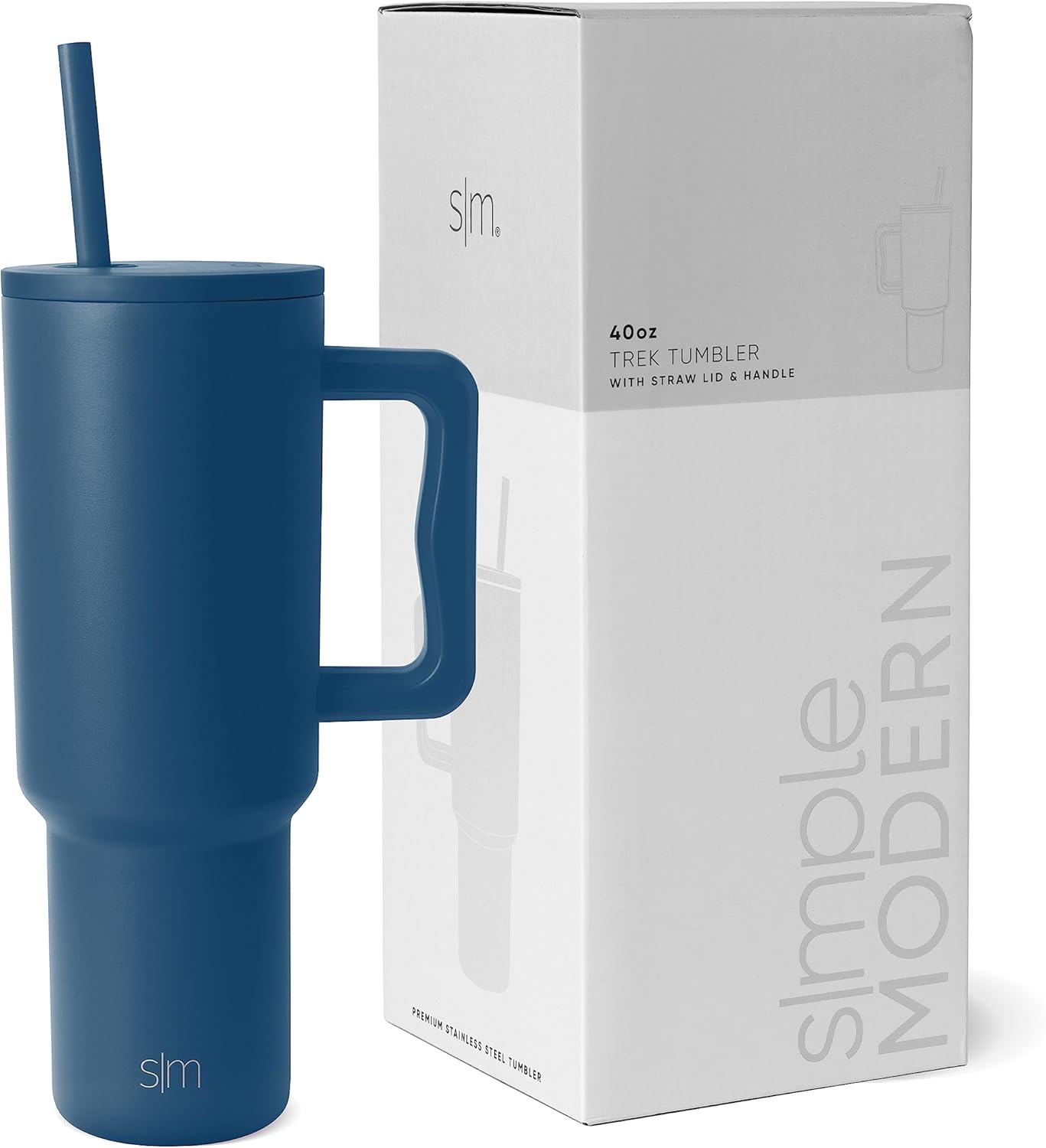 Simple Modern Vaso de 40 onzas con asa y tapa con pajilla, botella de agua reutilizable aislada de acero inoxidable, taza de viaje, uso en
