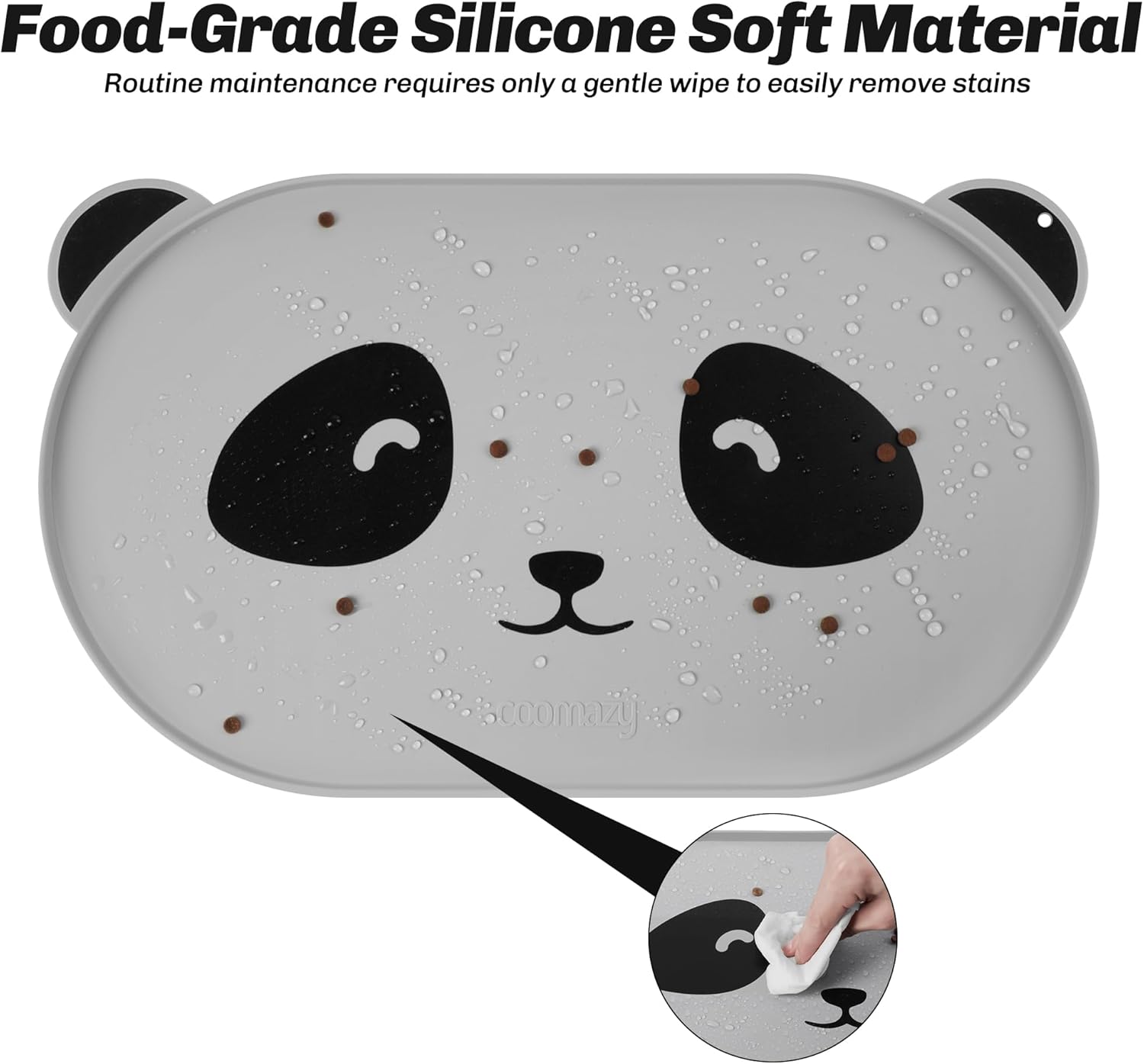 Coomazy Tapete de comida para gatos, tapete de silicona ampliado y grueso para alimentación de mascotas para el suelo, antideslizante, impermeable,