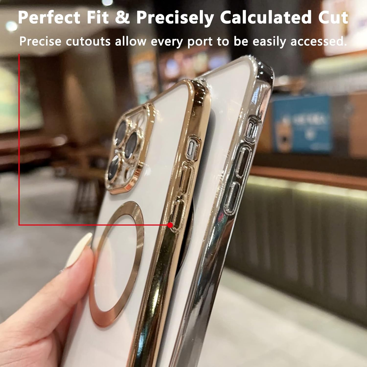 Haeuorey Funda magnética transparente para iPhone 14 Pro Max con protector de lente de cámara, compatible con MagSafe a prueba de golpes, delgada,
