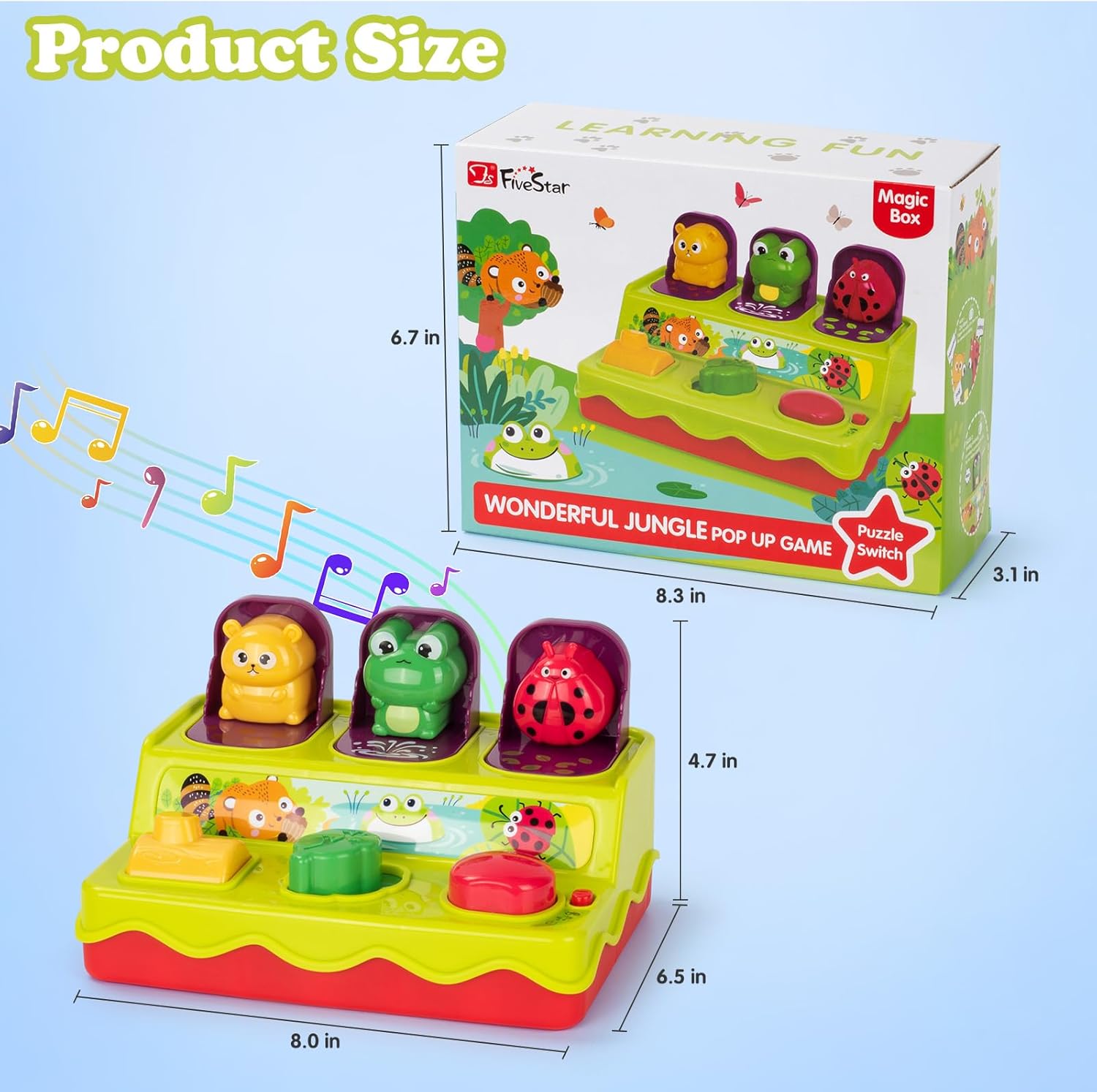 SUPERHIGH Juguetes desplegables para bebés de 1 año y 9-12-18 meses, juguetes Montessori de causa y efecto para niños de 1 año, juguetes musicales