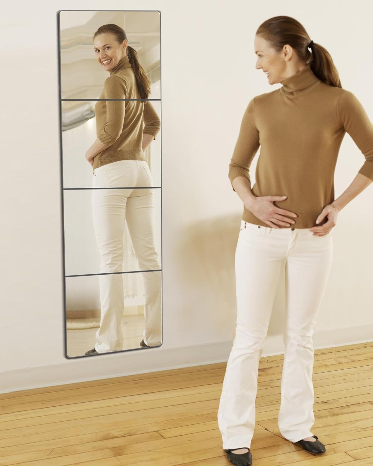 Espejo de pared para niños inastillables, 4 piezas de espejo acrílico autoadhesivo de 10 x 10 pulgadas, espejo de plástico irrompible seguro para