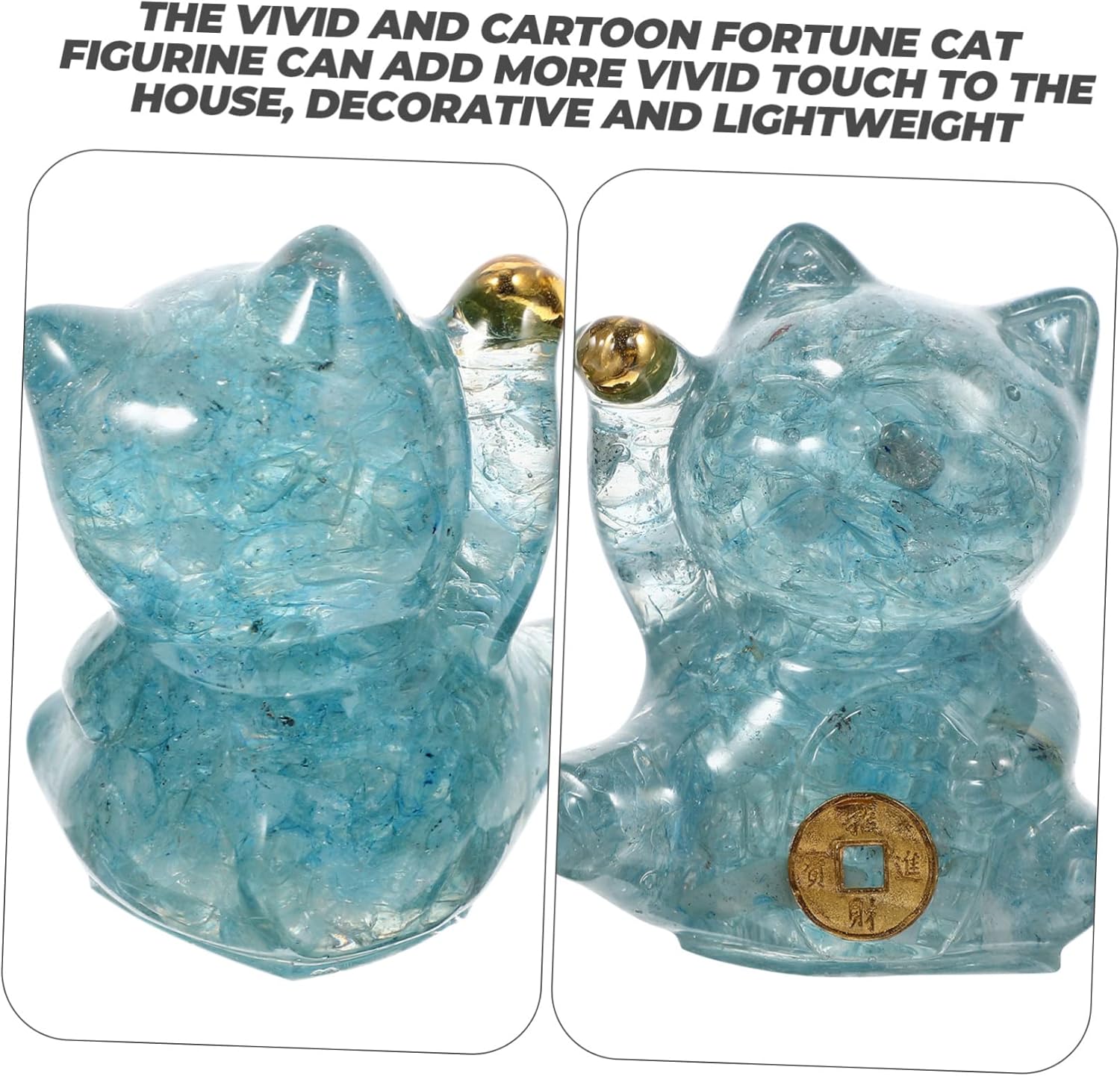 WOFASHPURET Decoración japonesa de cristal Maneki Decoración para pasteles Figuras en miniatura Mascotas Jardín Estatua de gato Modelo Figura de