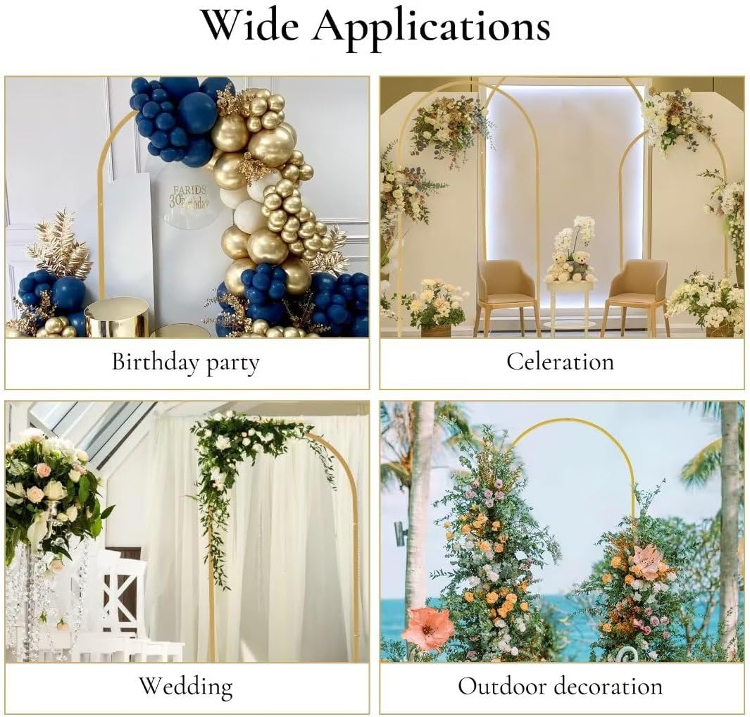 Soporte de arco de metal de 6.6 x 3.3 pies, soporte de telón de fondo de boda para uso en interiores y exteriores, soporte de arco de globos para