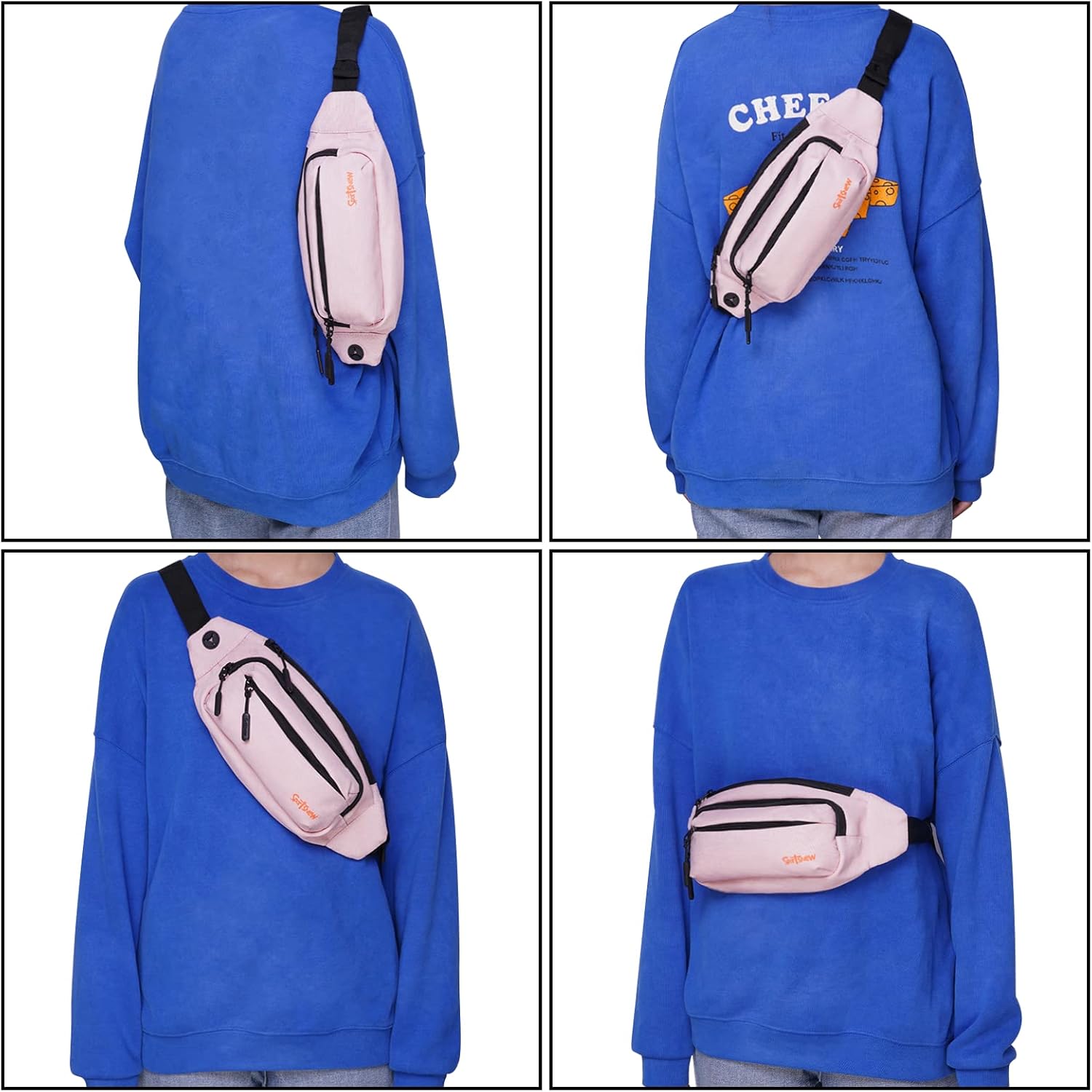 Riñonera grande para hombre con 5 bolsillos con cremallera, bolsa de cintura para correr, deportes, entrenamiento, viajes, Rosado, talla única ,