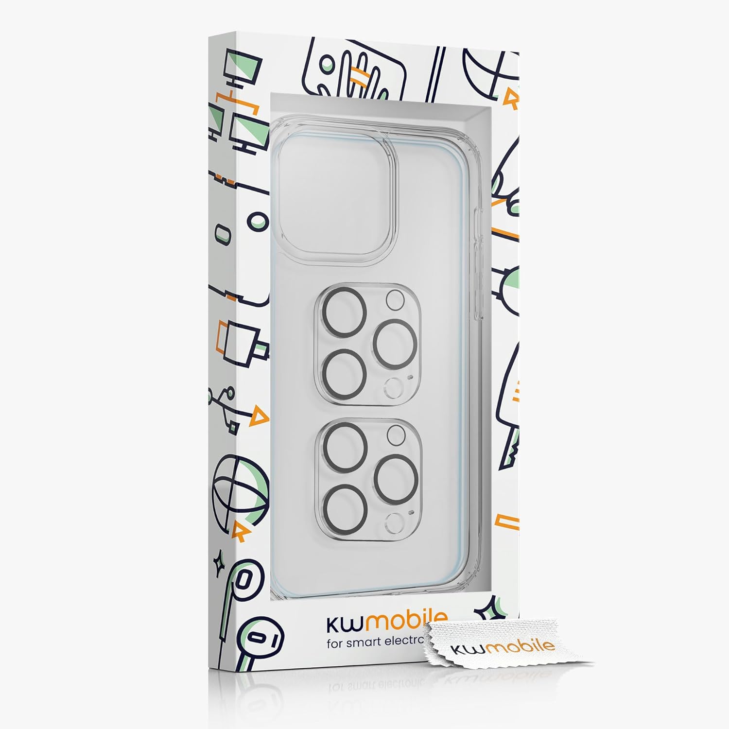 kwmobile Juego de fundas transparentes 5 en 1 compatibles con Apple iPhone 14 Pro Max, incluye protectores de pantalla y cámara, transparente
