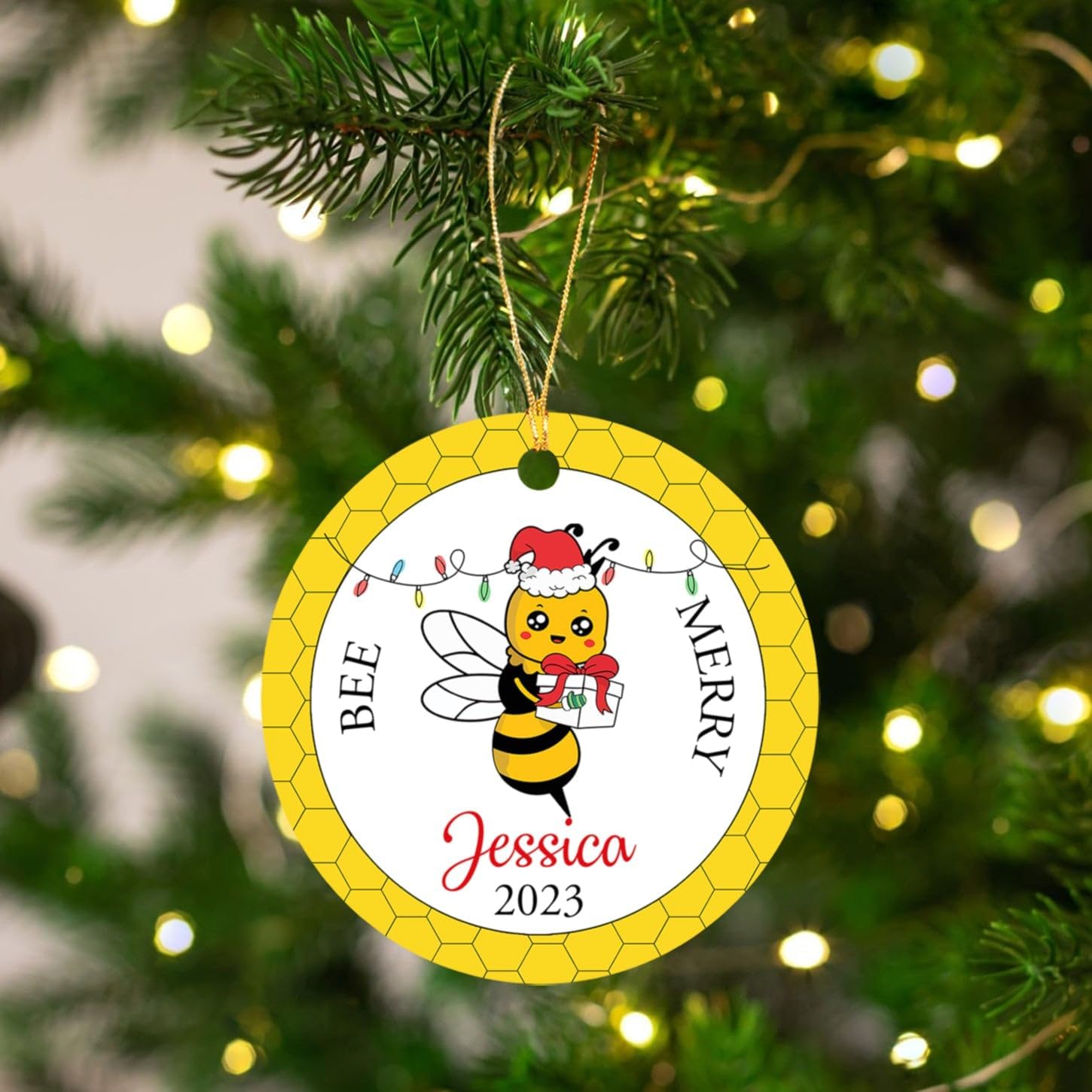 Adorno de Navidad de abeja 2023, adornos personalizados de Navidad de abeja 2023, decoración colgante de árbol de Navidad de abeja, regalo de