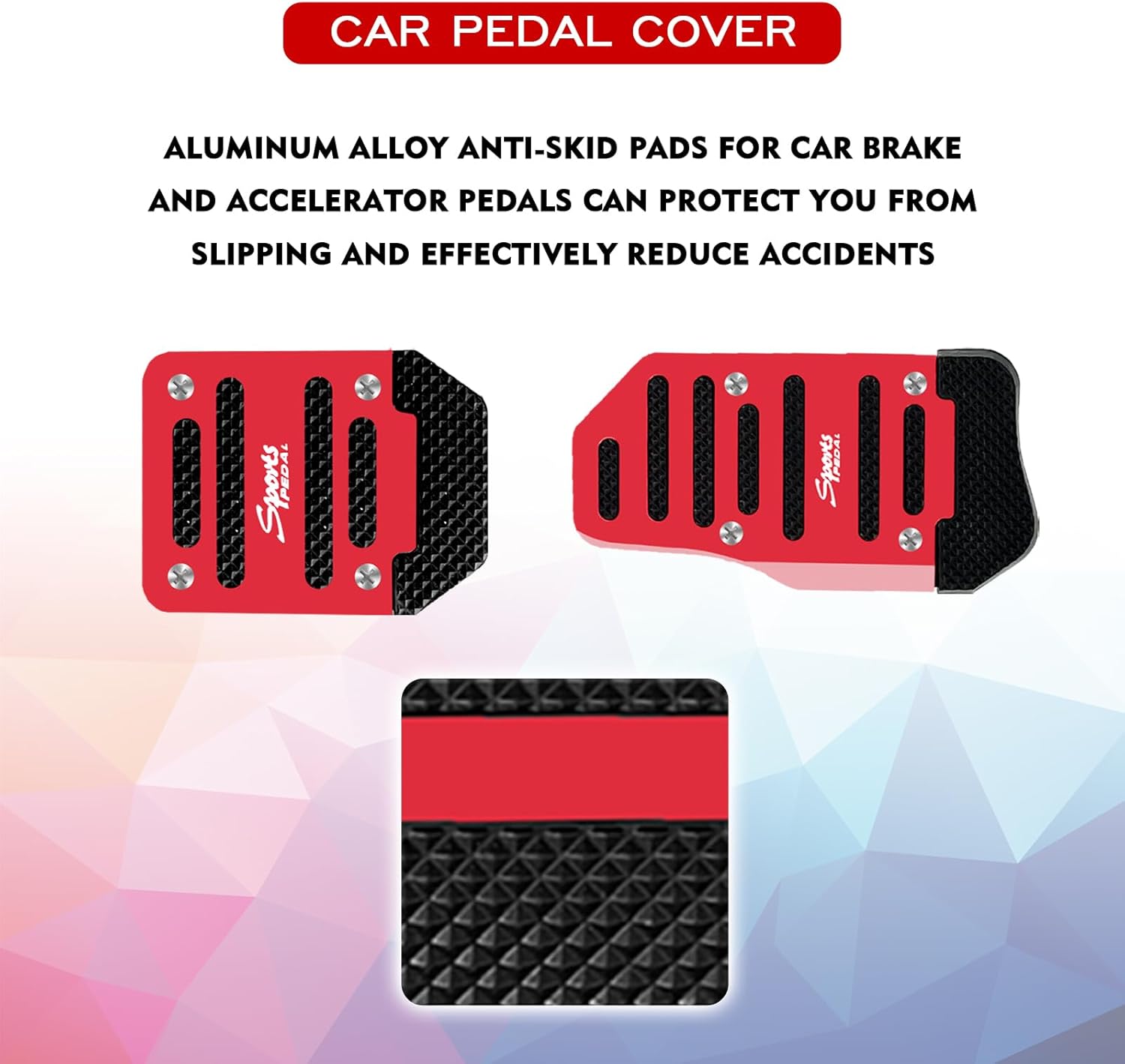 pvotawp 3 almohadillas antideslizantes para pedal de aleación de aluminio para automóvil, cubierta de pastillas de freno de transmisión manual