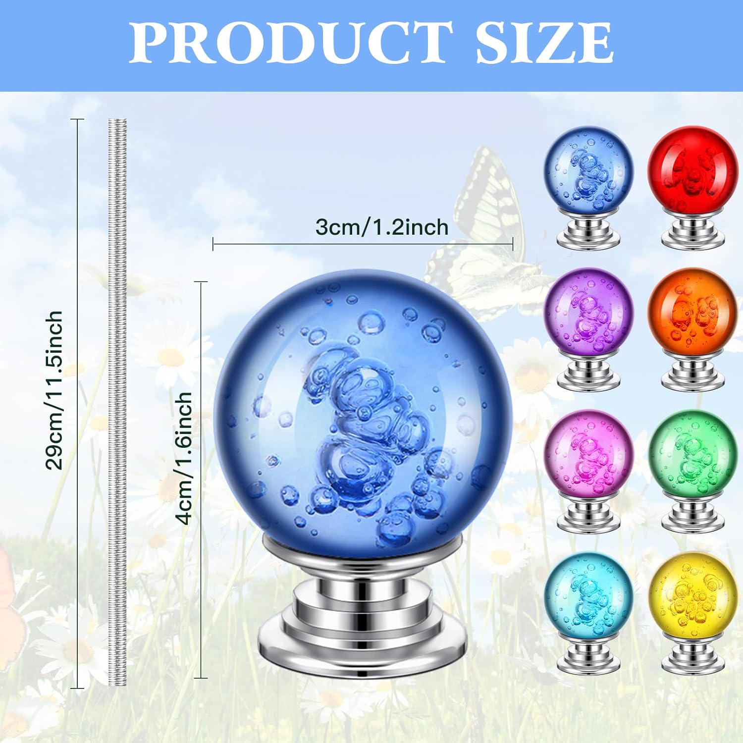 Paquete de 8 varitas de estacas de cuentas para jardín de hadas DIY incluye 8 varillas roscadas de 832 pulgadas y 12 pulgadas, 8 tuercas hexagonales