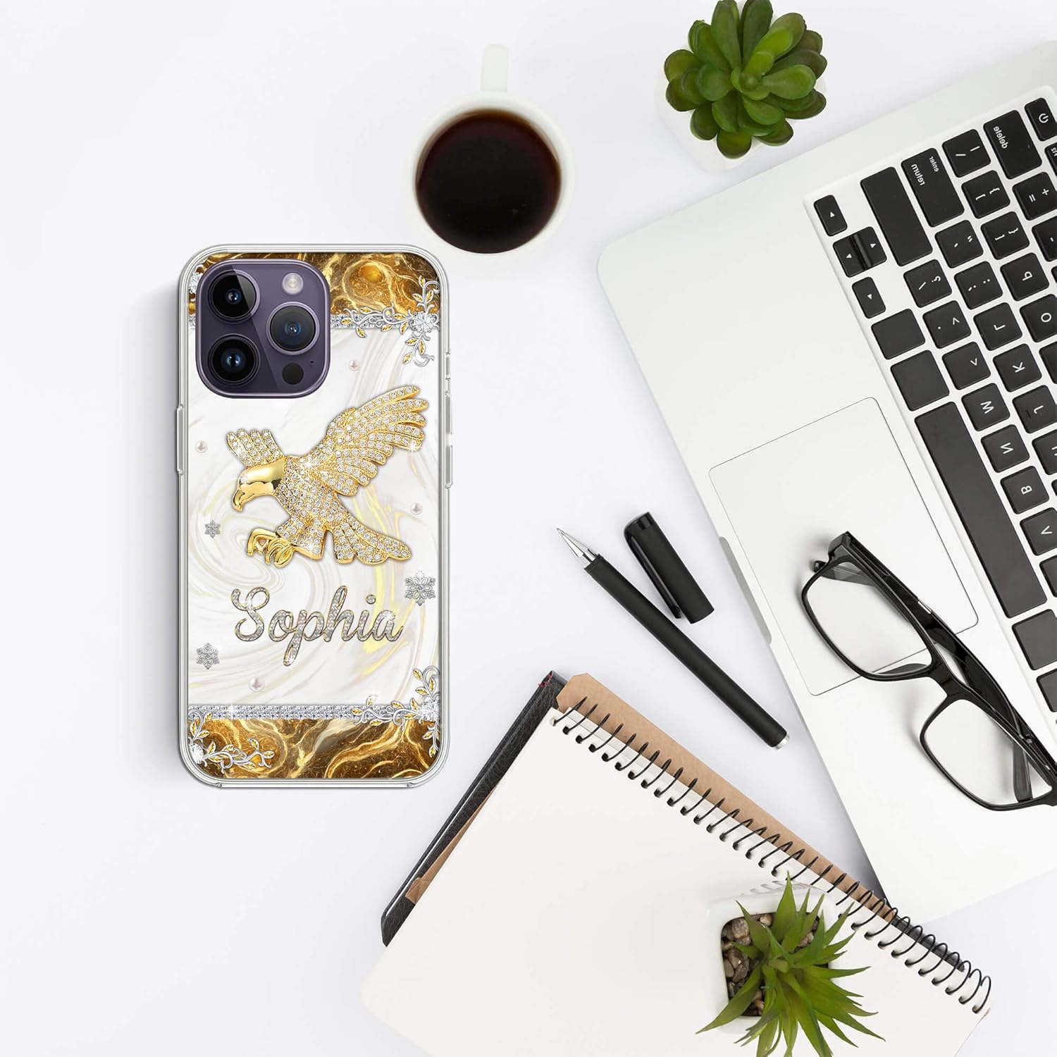 Funda protectora personalizada con nombre de Eagle Jewelry Style compatible con iPhone 15 14 13 12 11 X Xs Xr 8 7 6s Mini Pro Max