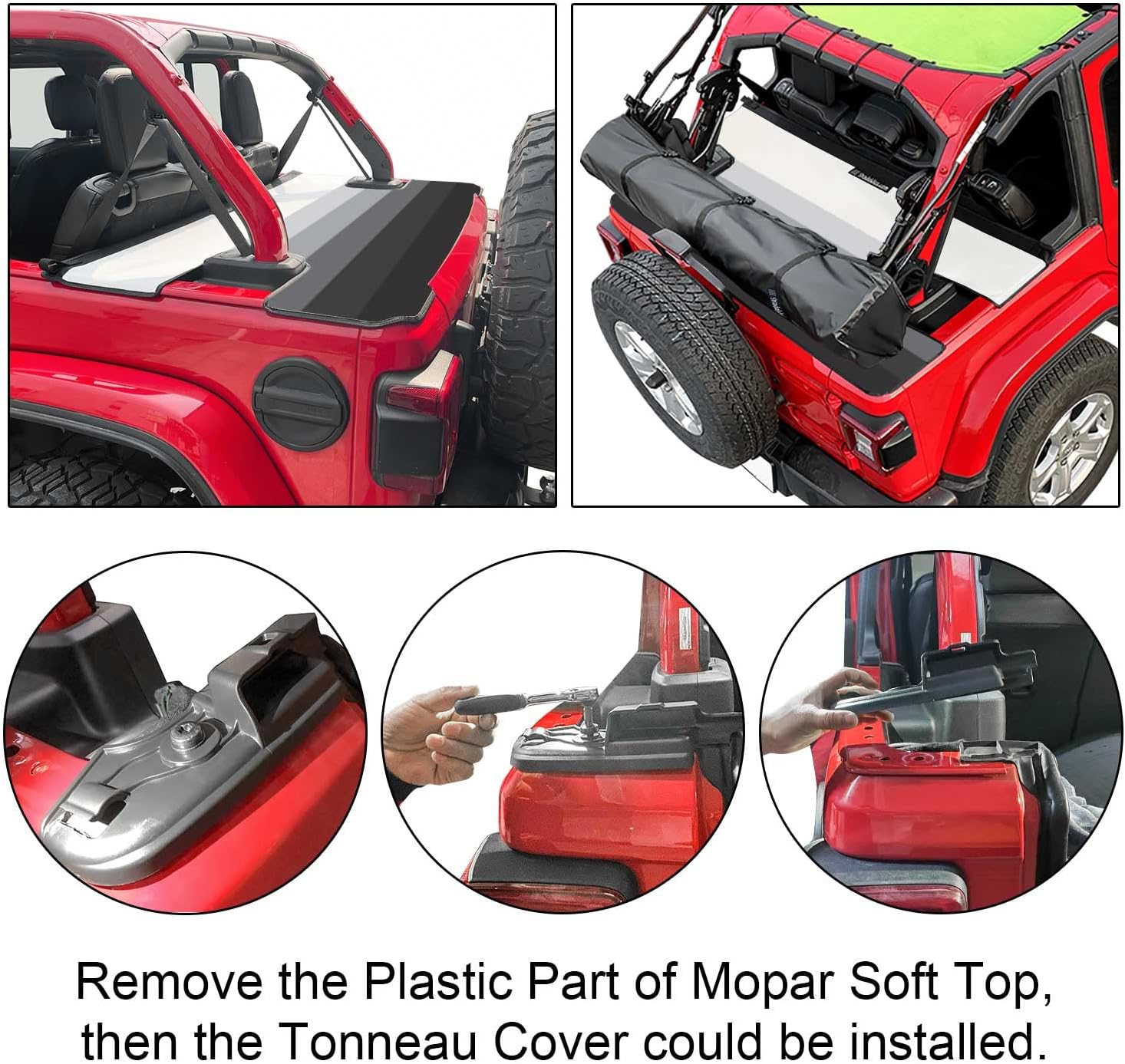 Shadeidea Wrangler JL – Cubierta Tonneau para Jeep JLU de 4 puertas (2018-actual), cubierta de carga de vinilo para maletero trasero, Robicon Sahara