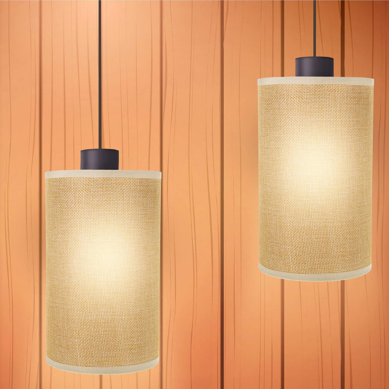 BESPORTBLE Lámpara de mesa Lámpara colgante Pantalla de tambor de lino Pantalla de lámpara de mesita de noche, pantalla de lámpara cilíndrica,