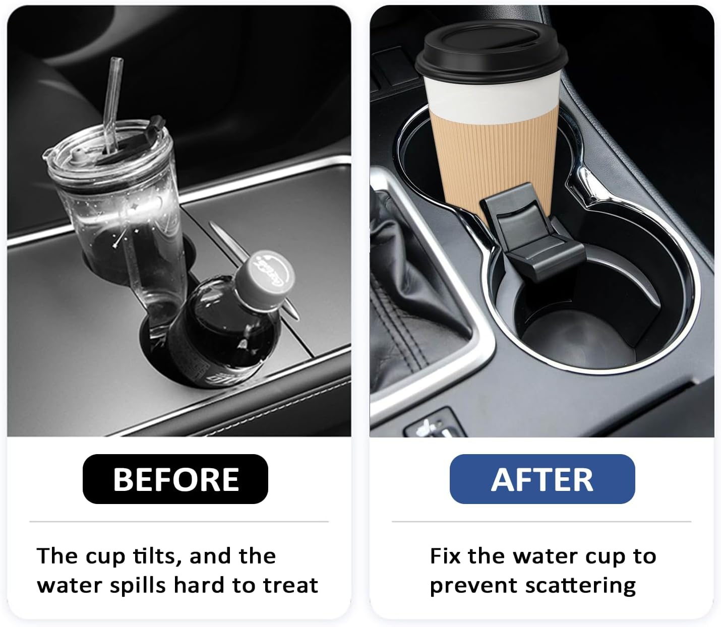 Soporte para portavasos de automóvil compatible con Highlander 2014-2020, divisor de soporte de bebida para automóvil con inserto de resorte para