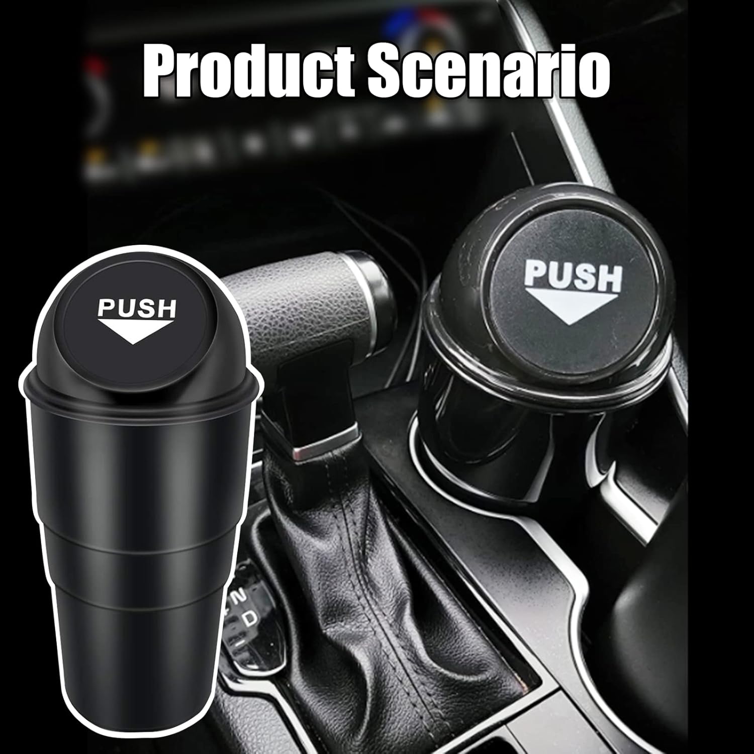 NTNEV Mini basurero para automóvil, contenedor de basura para automóvil, a prueba de fugas, cubo de basura para automóvil con tapa, contenedor