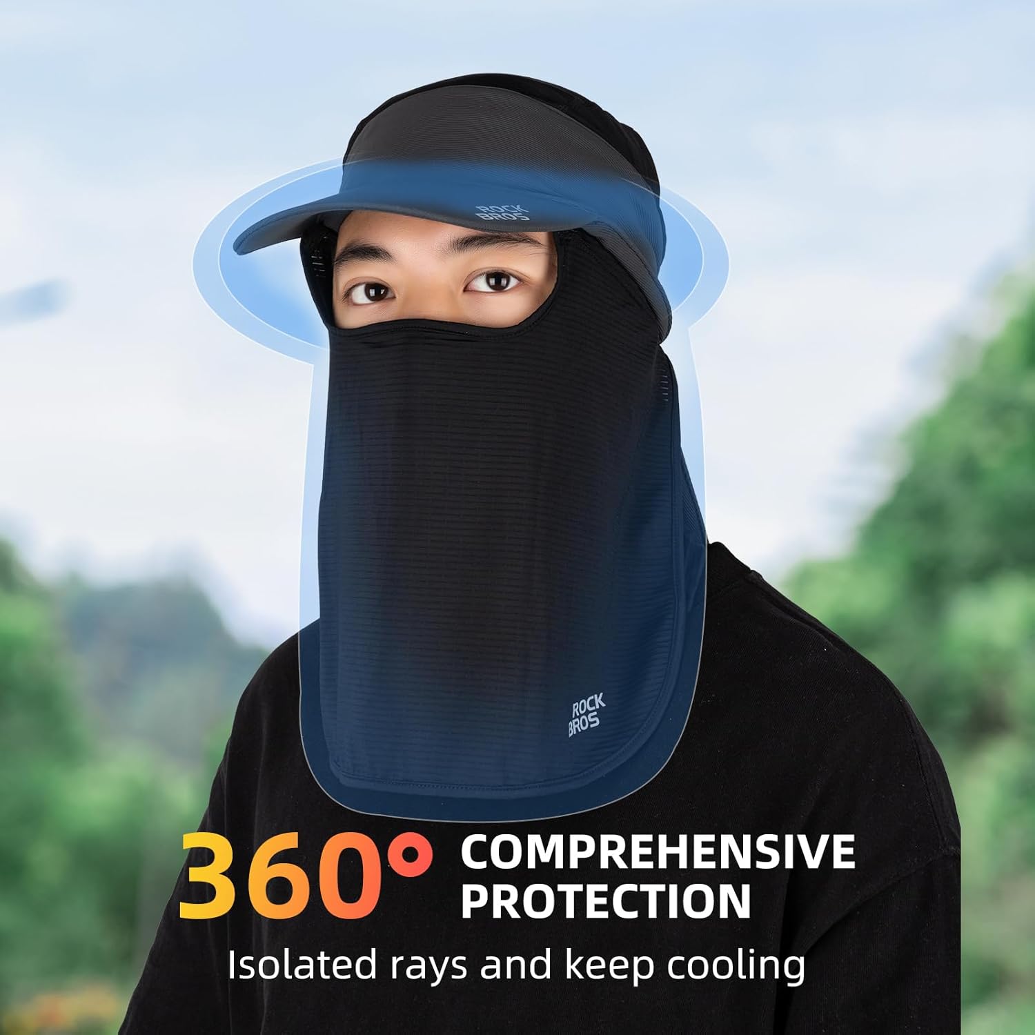 ROCKBROS Sombrero de pesca para hombres y mujeres, para senderismo, jardín, protección UPF 50+, protección UV con solapa para el cuello y cubierta