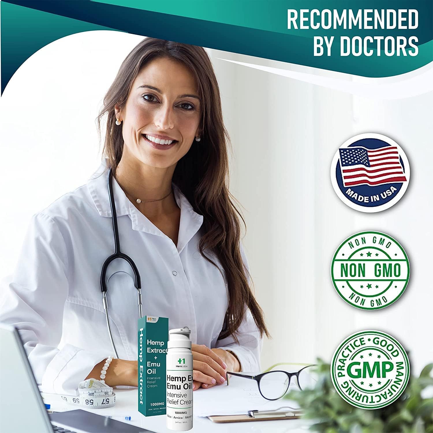 +1HEROLABS Crema corporal reparadora de extracto de cáñamo, crema tópica de extracto de cáñamo, máxima fuerza para aliviar los músculos, las