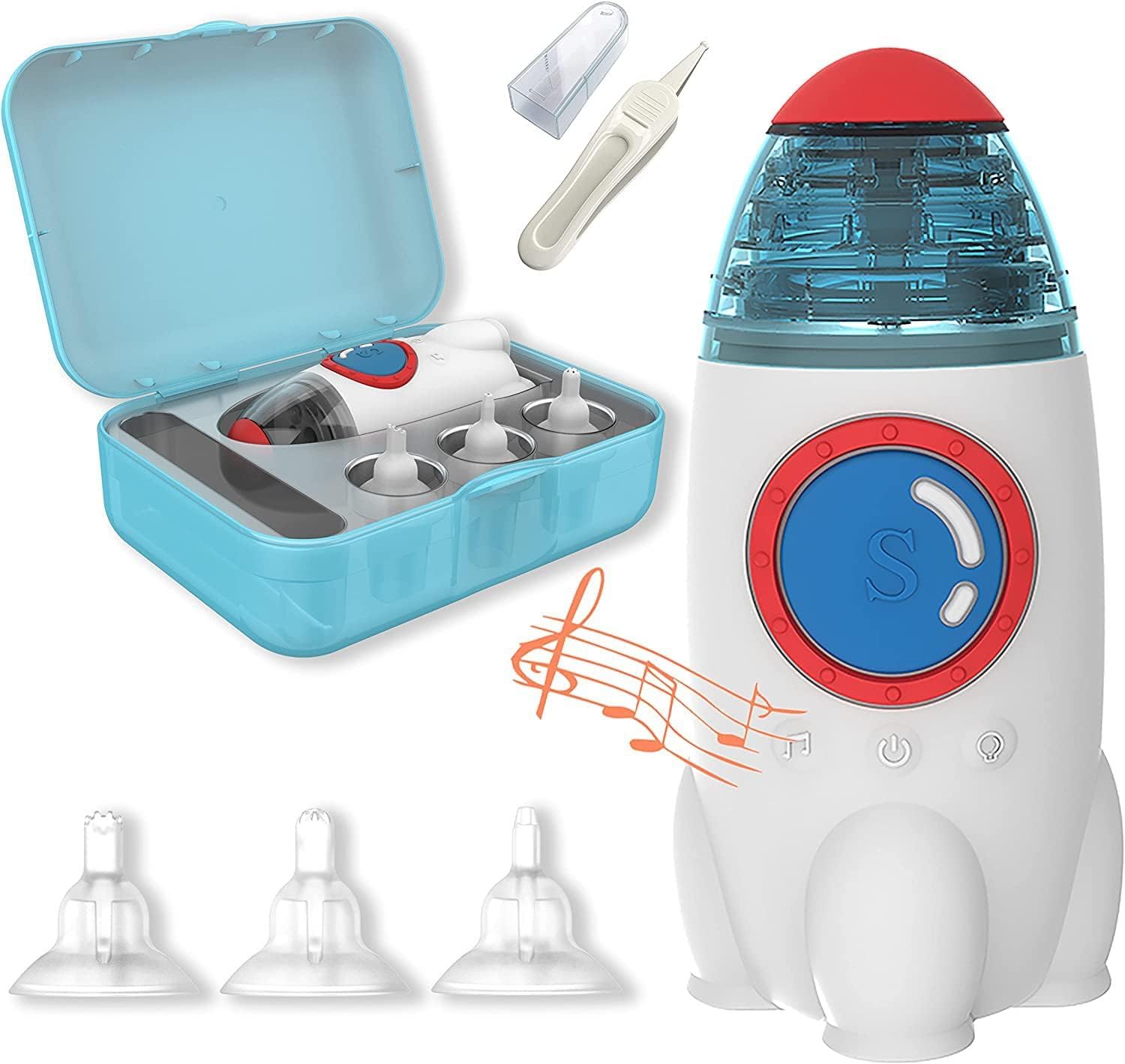 Aspirador nasal eléctrico para bebé, niño pequeño, chupón de nariz ultrasilencioso, succionadores de nariz de silicona para bebés, con 3 puntas de