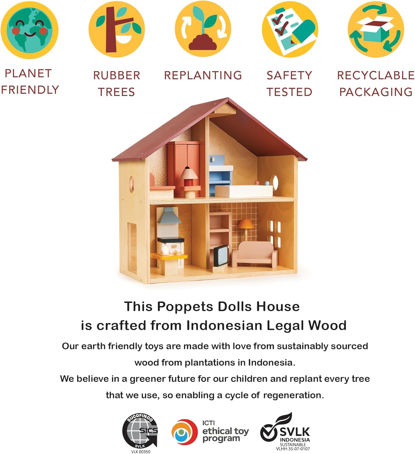 Casa de muñecas de madera totalmente amueblada, casa de muñecas compacta para niños pequeños con diseño abierto, gran regalo para niños pequeños que