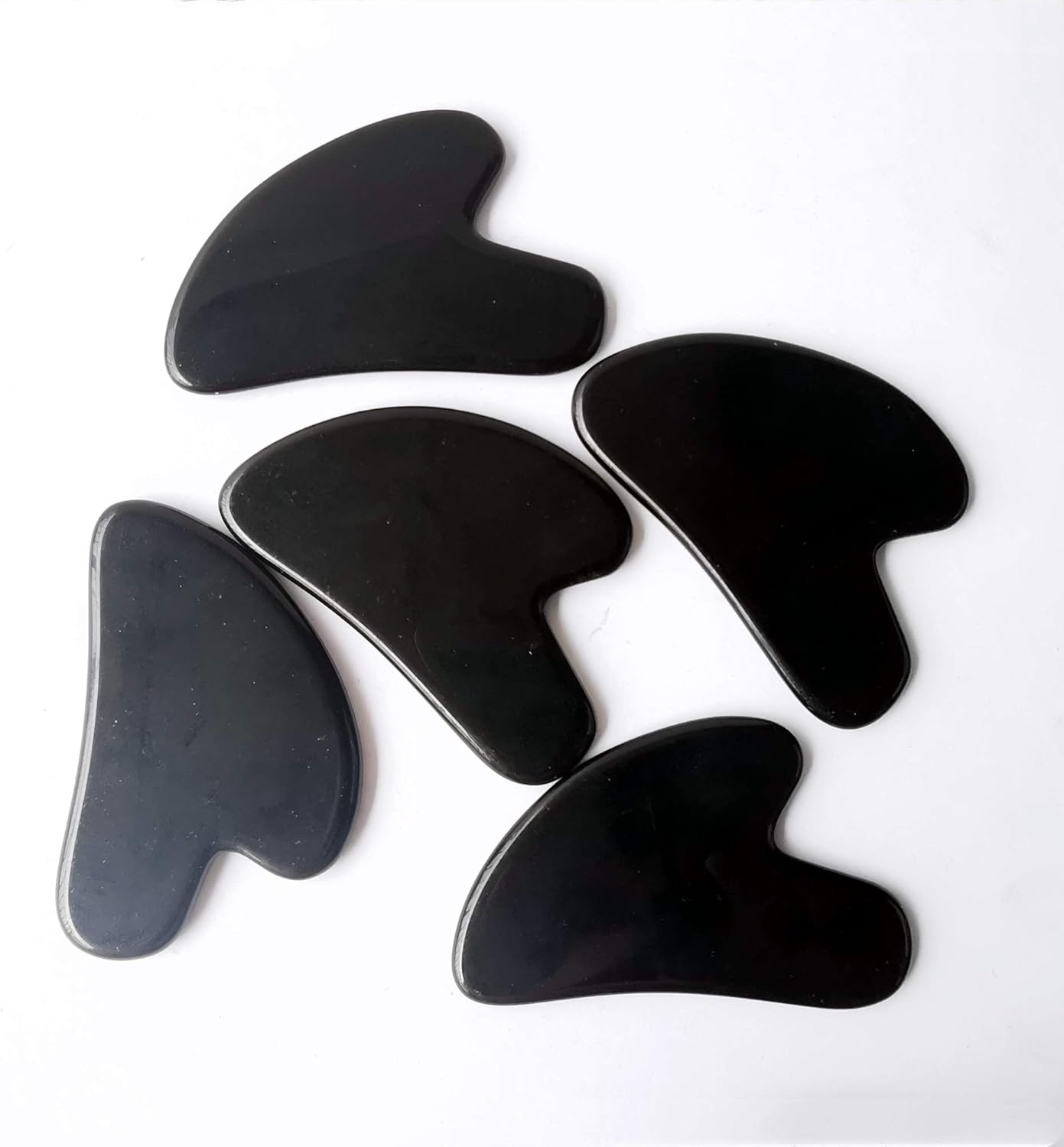 Herramientas de masaje facial de obsidiana negra natural, pizarra de piedra de guasha de jade de cristal para terapia de acupuntura de spa,