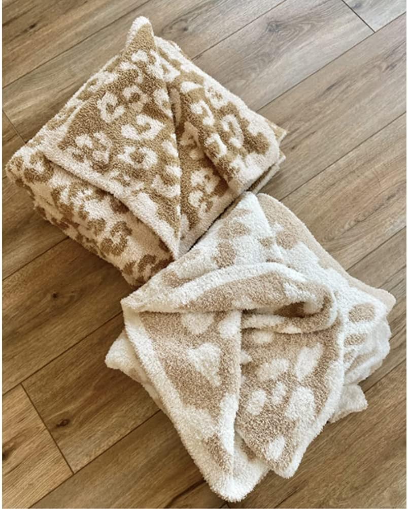 Moonase Manta suave y peluda, manta de leopardo, acogedora manta de microfibra de felpa cómoda para sofá, cama, lavable a máquina (crema, 51 x 71