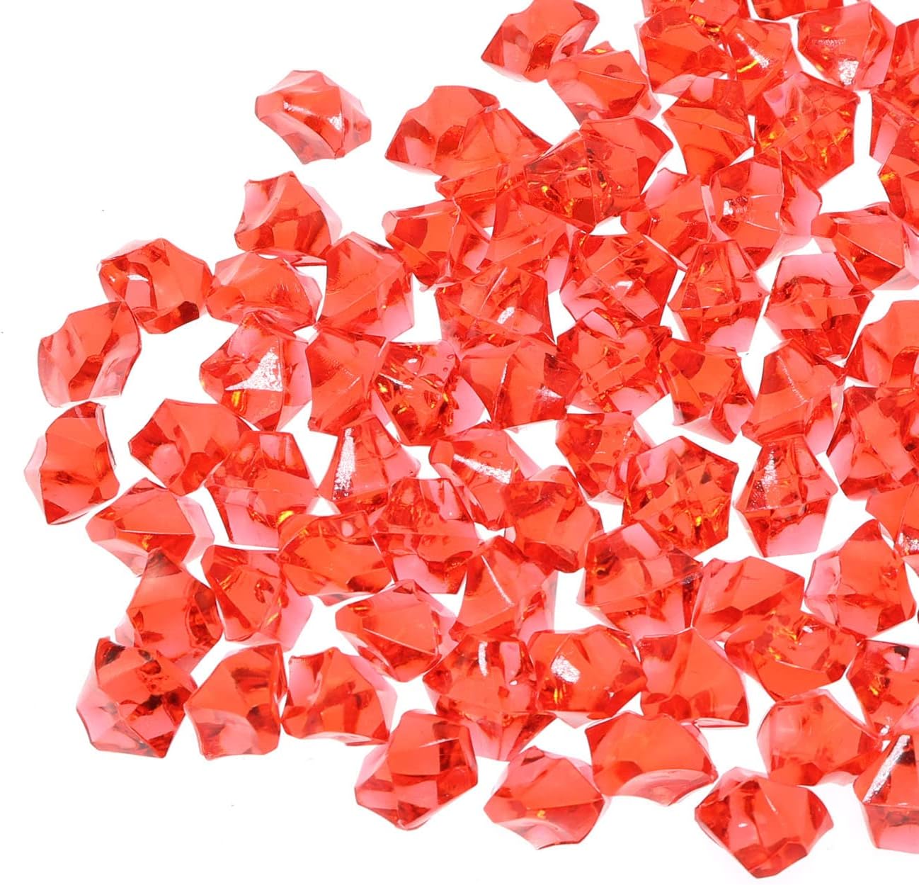 Cubo de hielo falso, 100 piezas de diamantes rojos transparentes irregulares de cristal de roca de hielo para decoración del hogar, fiesta, boda,