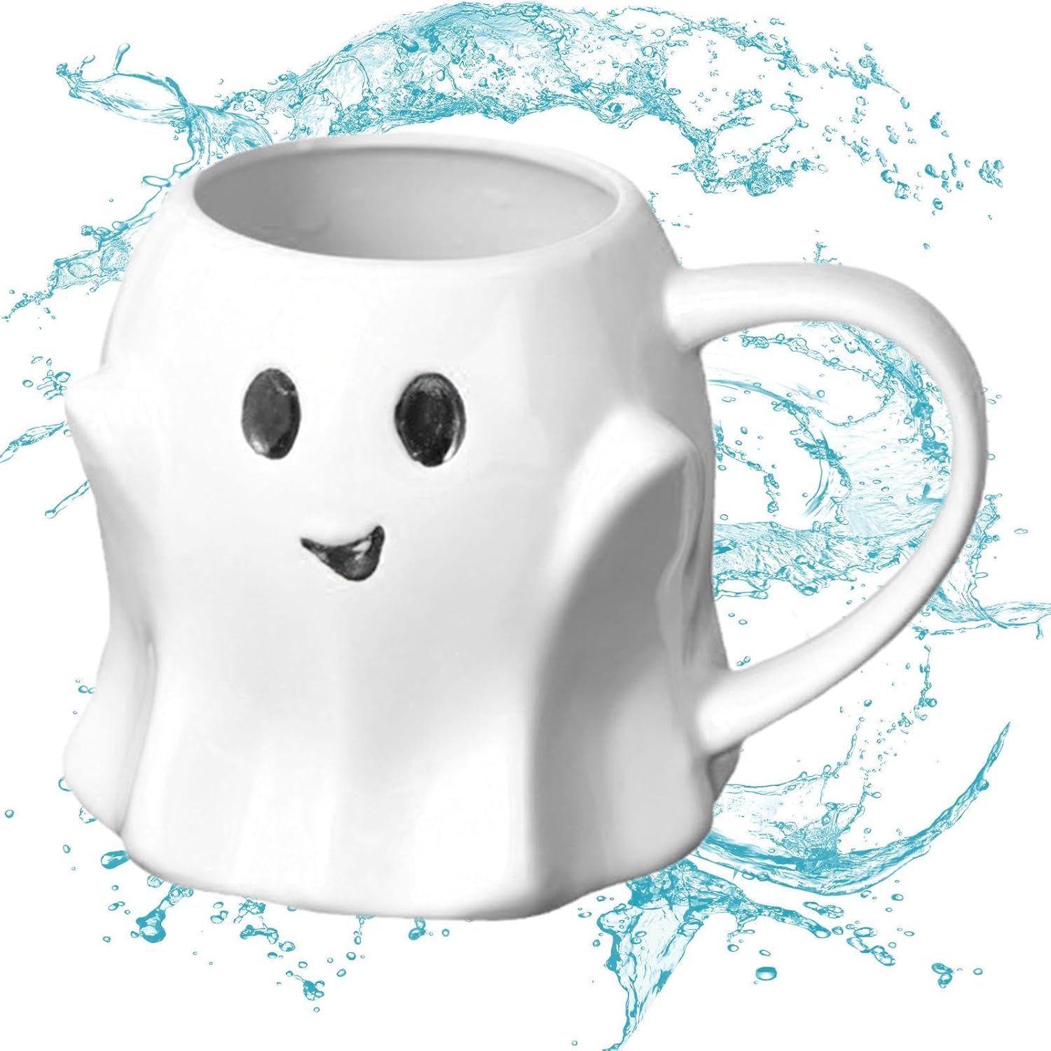 Tazas de fantasma de Halloween, tazas de café de cerámica de 14.9 fl oz con caja de regalo, taza de calabaza de buenos días, vaso espeluznante de