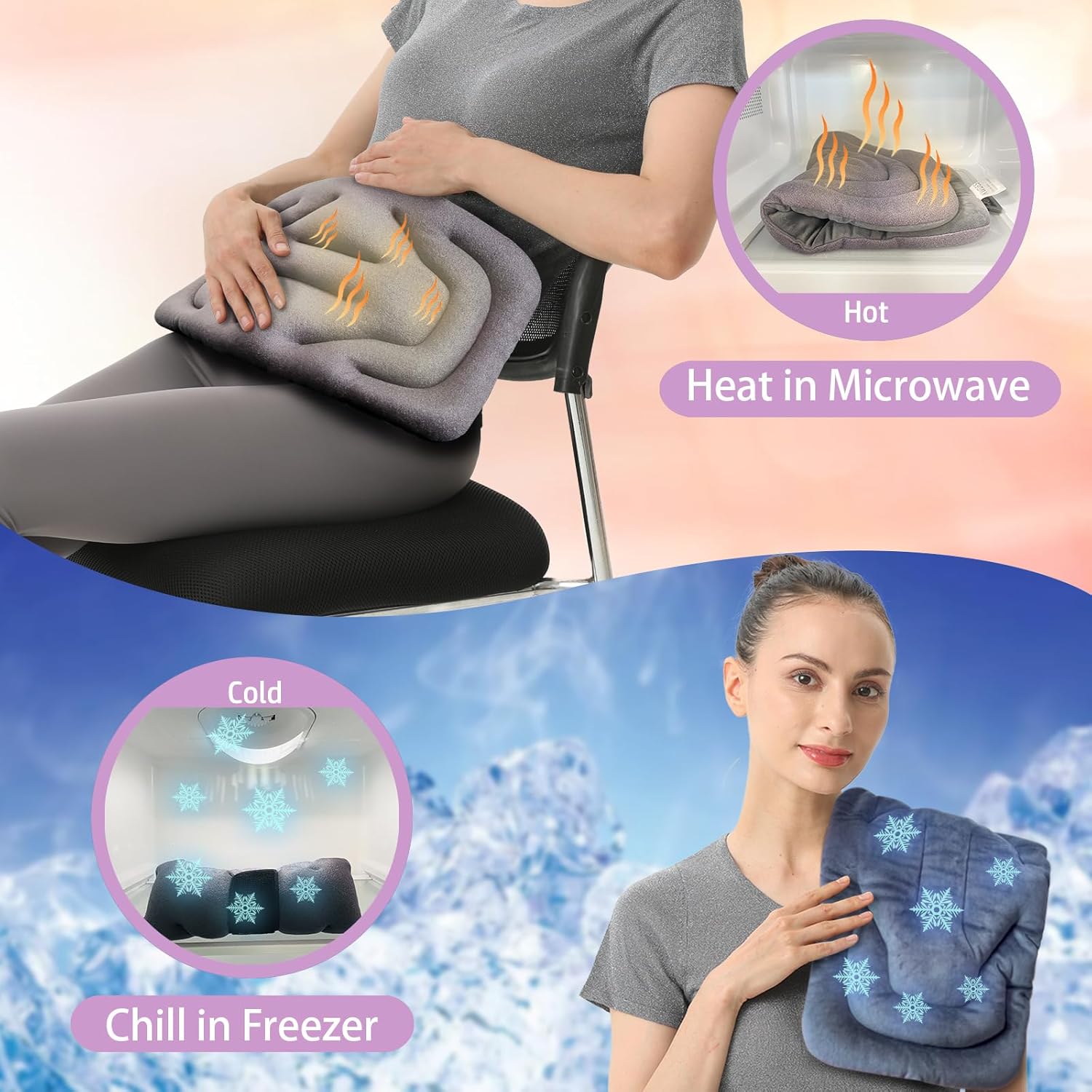 Almohadilla térmica para microondas con correas, apta para microondas, húmeda, para calambres de rodilla, alivio del dolor, portátil, para el