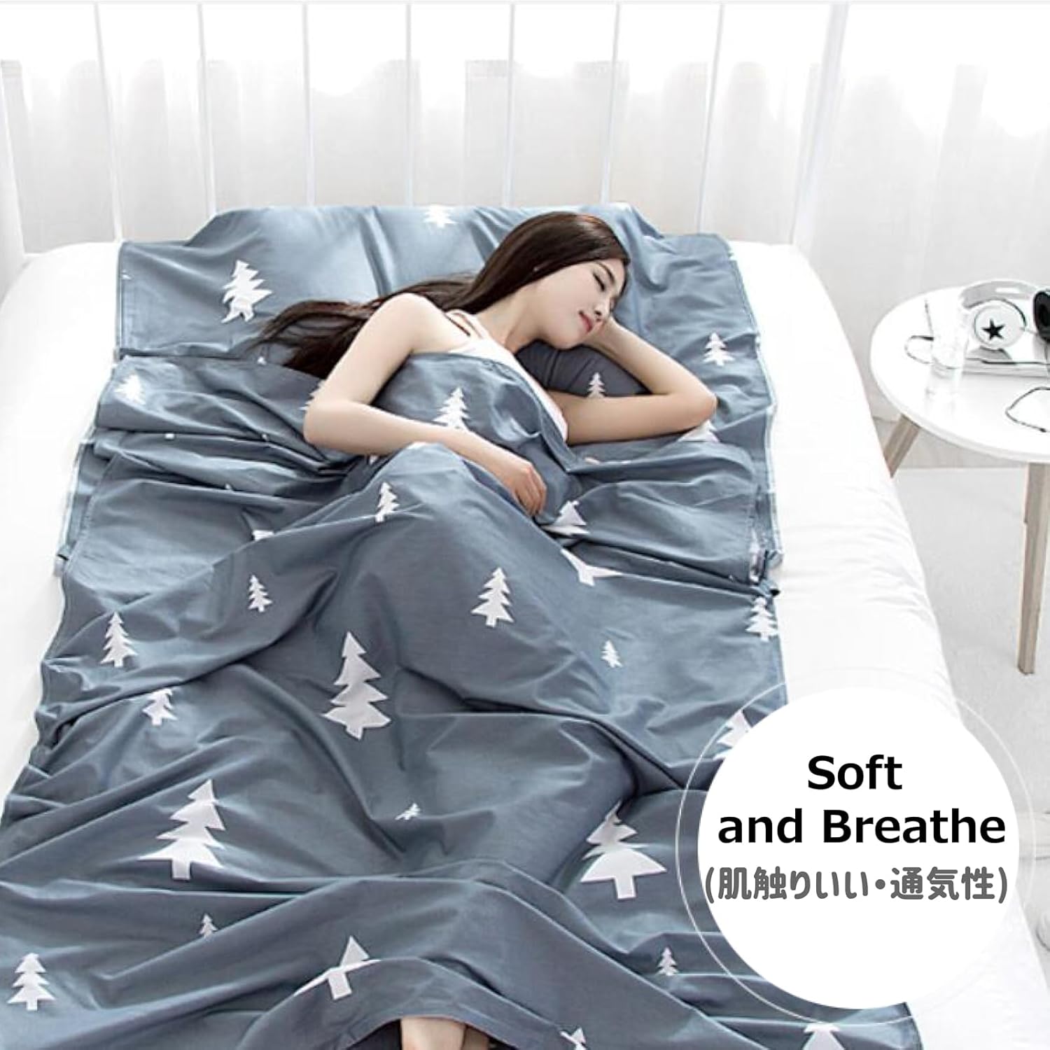 Azarxis Sleeping Bag Liner, Travel Sheet Lightweight Compact Cotton Sleep Bag Sack for Camping, Traveling, Hotels, Hostels & Backpacking