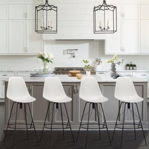 Changjie Furniture Taburetes de bar giratorios de altura de mostrador, juego de 4 sillas laterales de plástico, taburetes de bar industriales Changjie Furniture Taburetes de bar giratorios de altura de mostrador, juego de 4 sillas laterales de plástico, taburetes de bar industriales