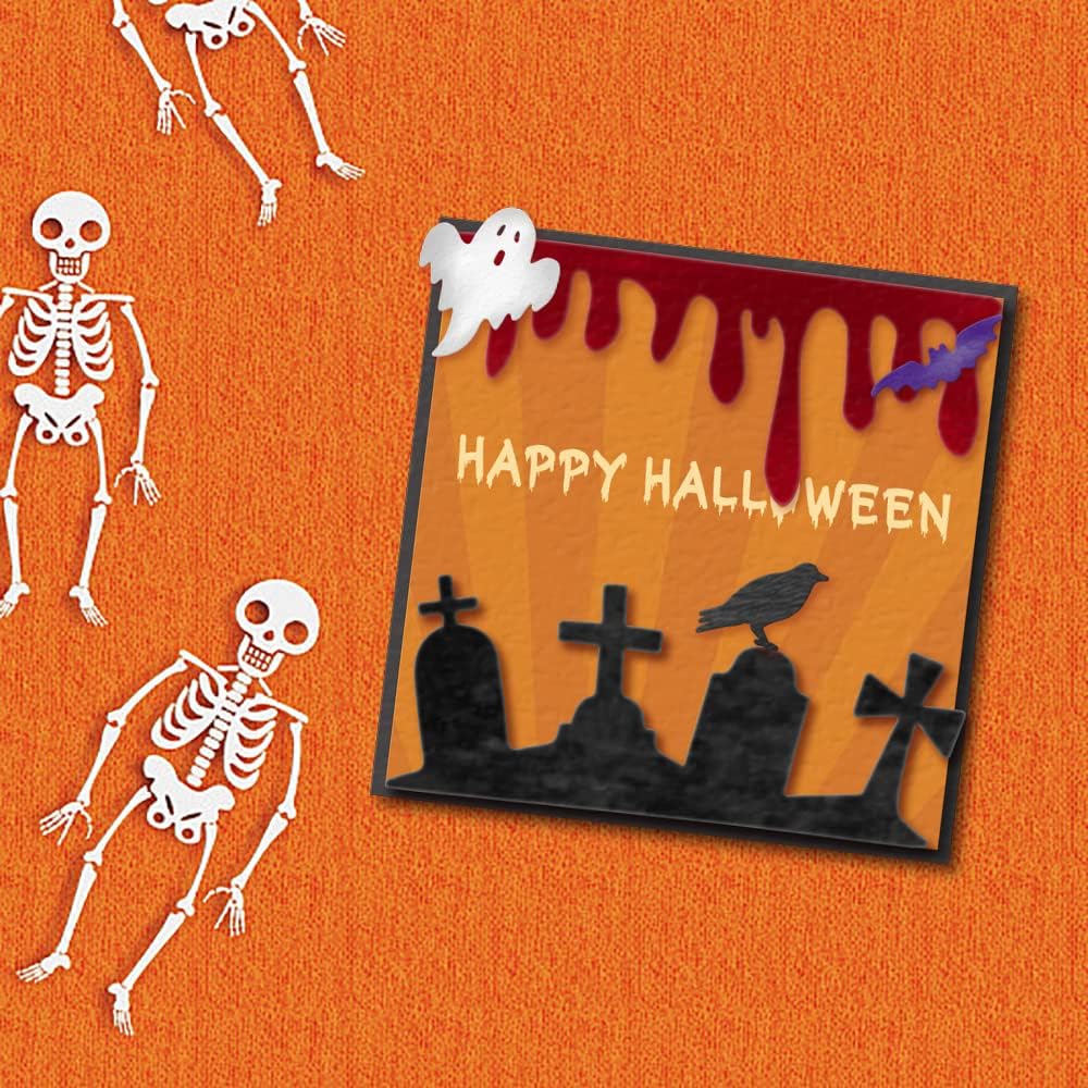 Troqueles de murciélagos fantasmas de Halloween para hacer tarjetas, juegos de troqueles de corte de cementerio de Halloween, plantillas de cuervo