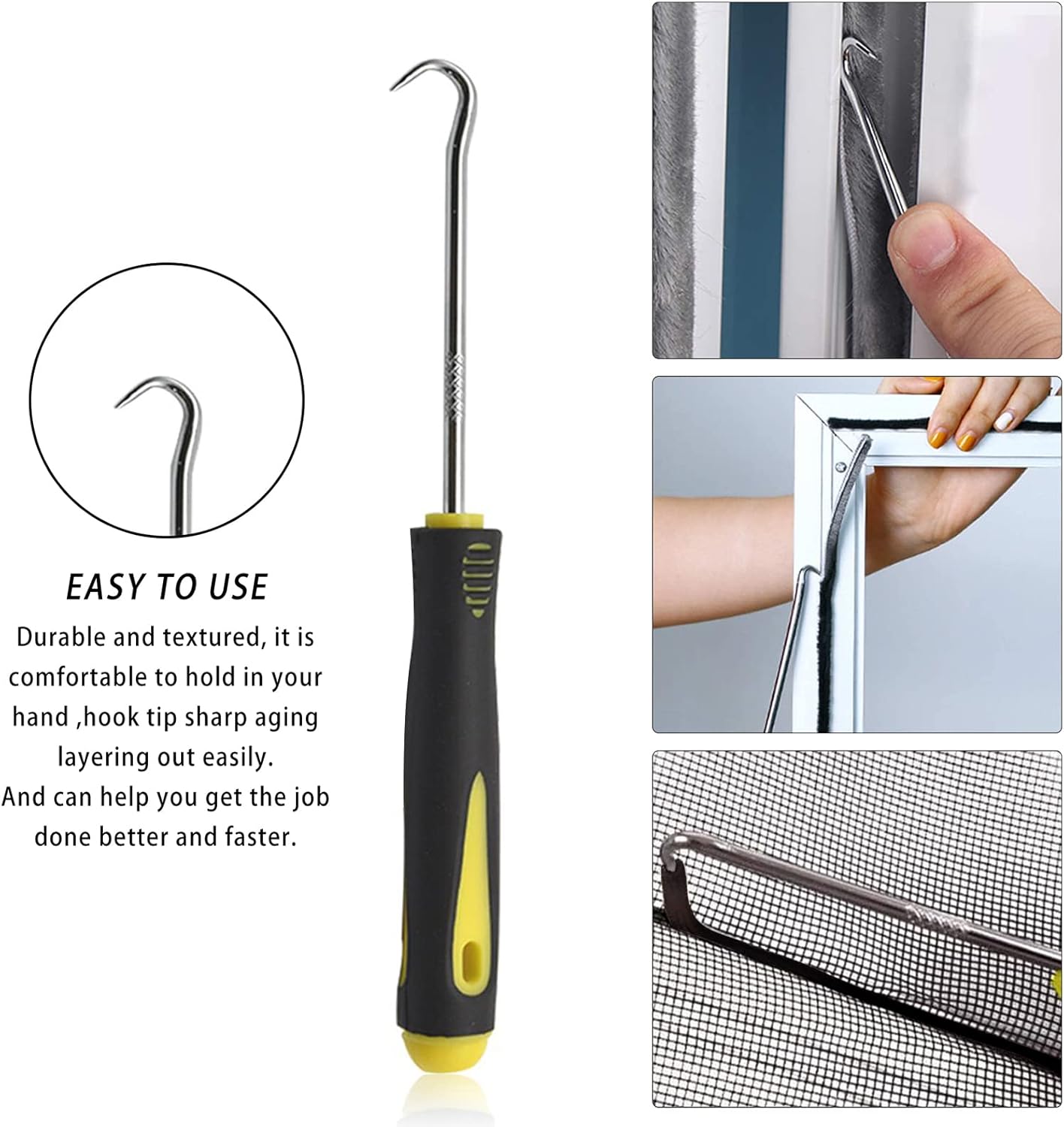BAYTORY Herramienta de pantalla de 3 piezas, herramienta de rodillo estriado para ventana con mango de madera y ruedas de rodamiento de nailon, kit