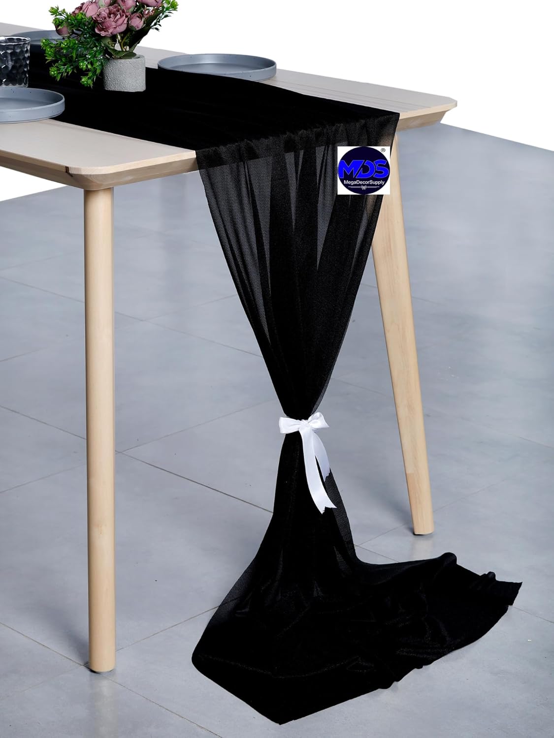MDS – Paquete de 1 camino de mesa de gasa de 14 pies de 29 x 170 pulgadas, camino de mesa romántico rústico para decoración de bodas, fiestas de