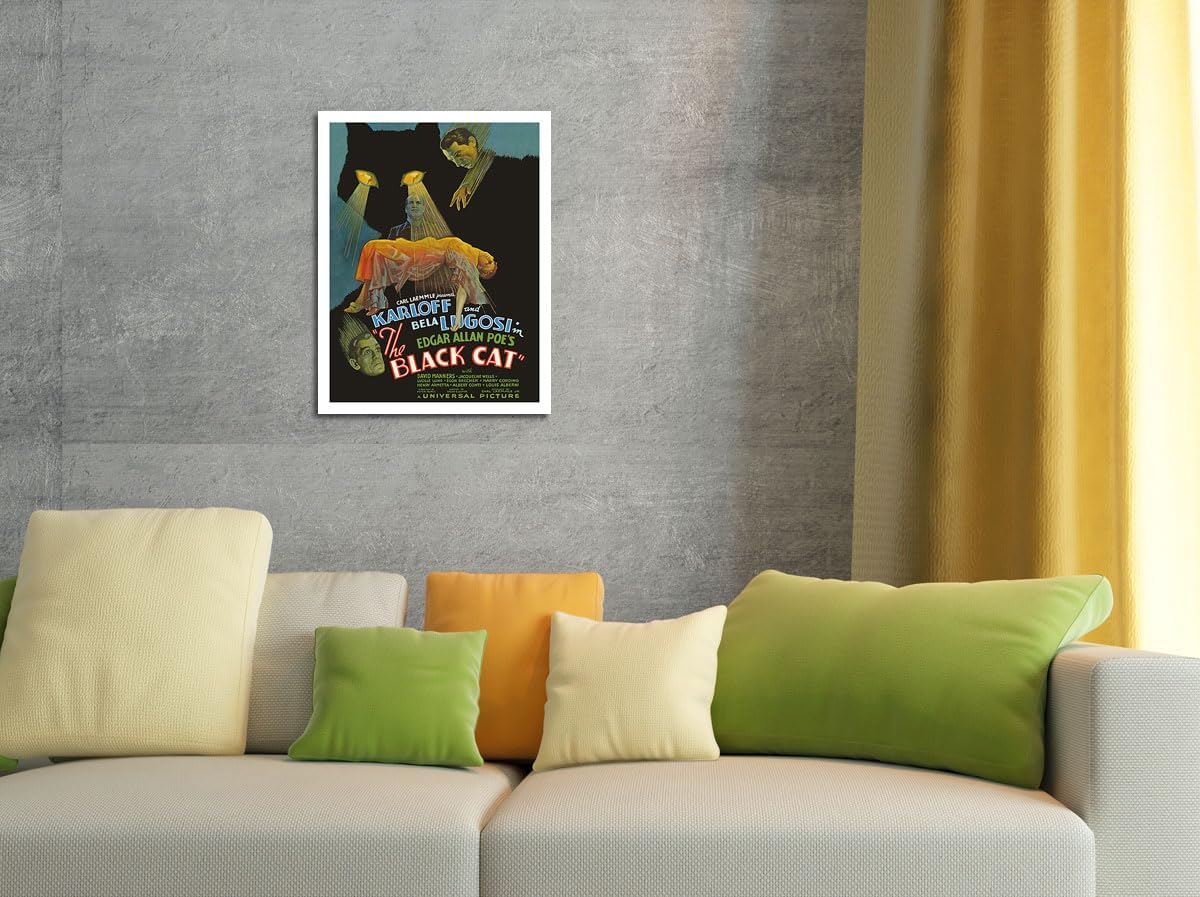 El gato negro de Edgar Allan Poe – Protagonizada por Boris Karloff, Bela Lugosi – Póster de película vintage c.1934 – Impresión artística maestra de