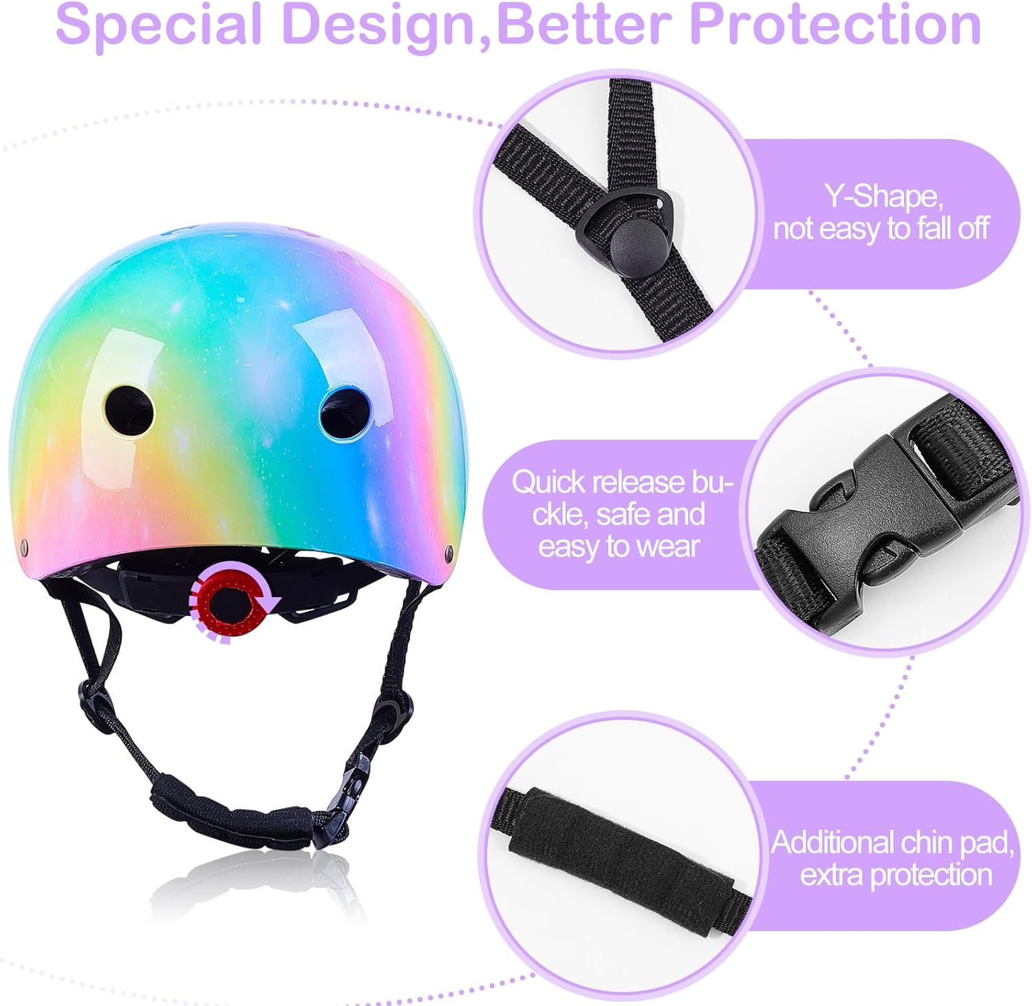 Kids Helmet Adjustable Toddler Helmet Durable Kids Bike Helmet for Girls Boys Colorful Bicycle Helmet for Cycling Skateboard Skating Scooter, 3-5-8