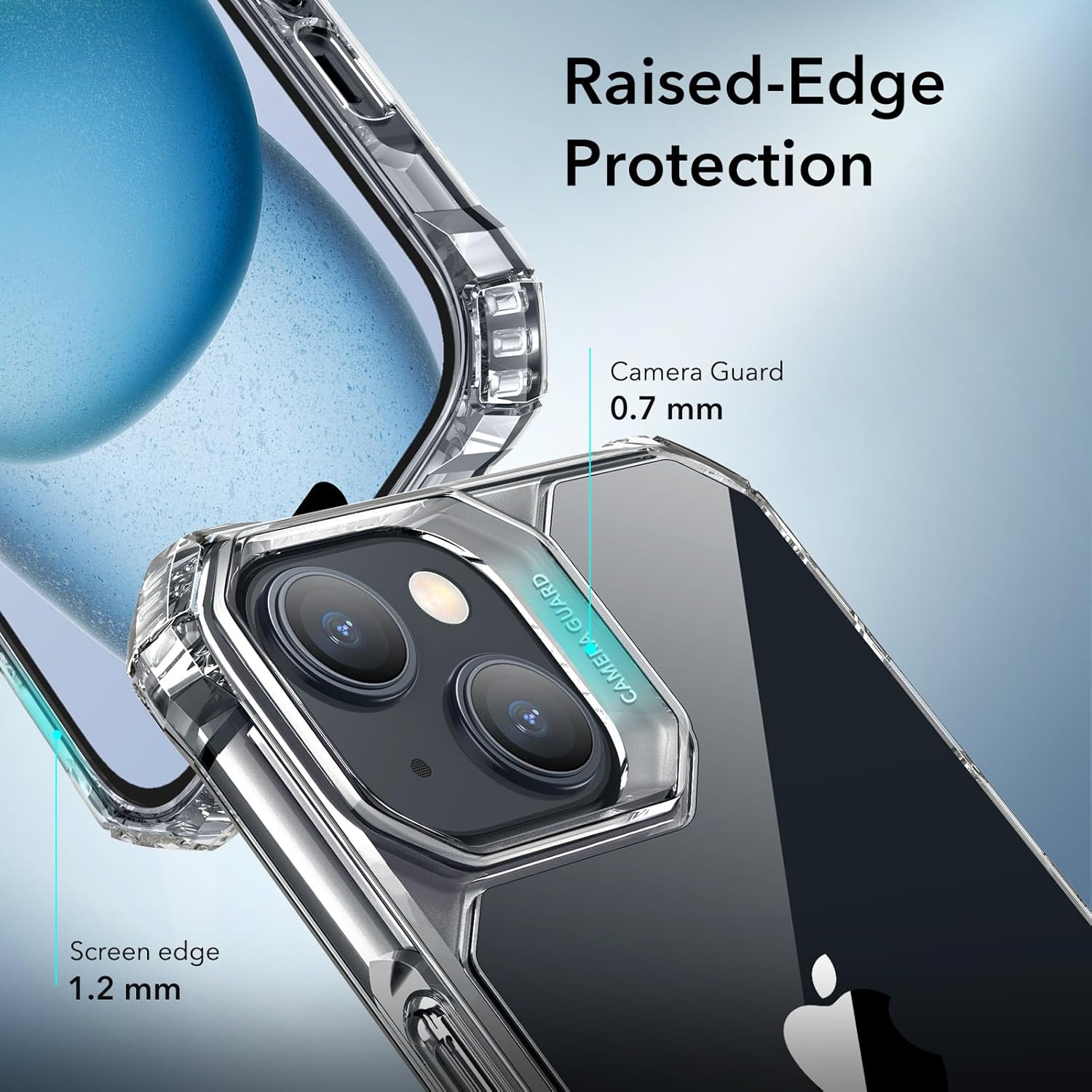ESR Funda compatible con iPhone 15, protección de grado militar, esquinas de protección de aire a prueba de golpes, parte trasera de acrílico