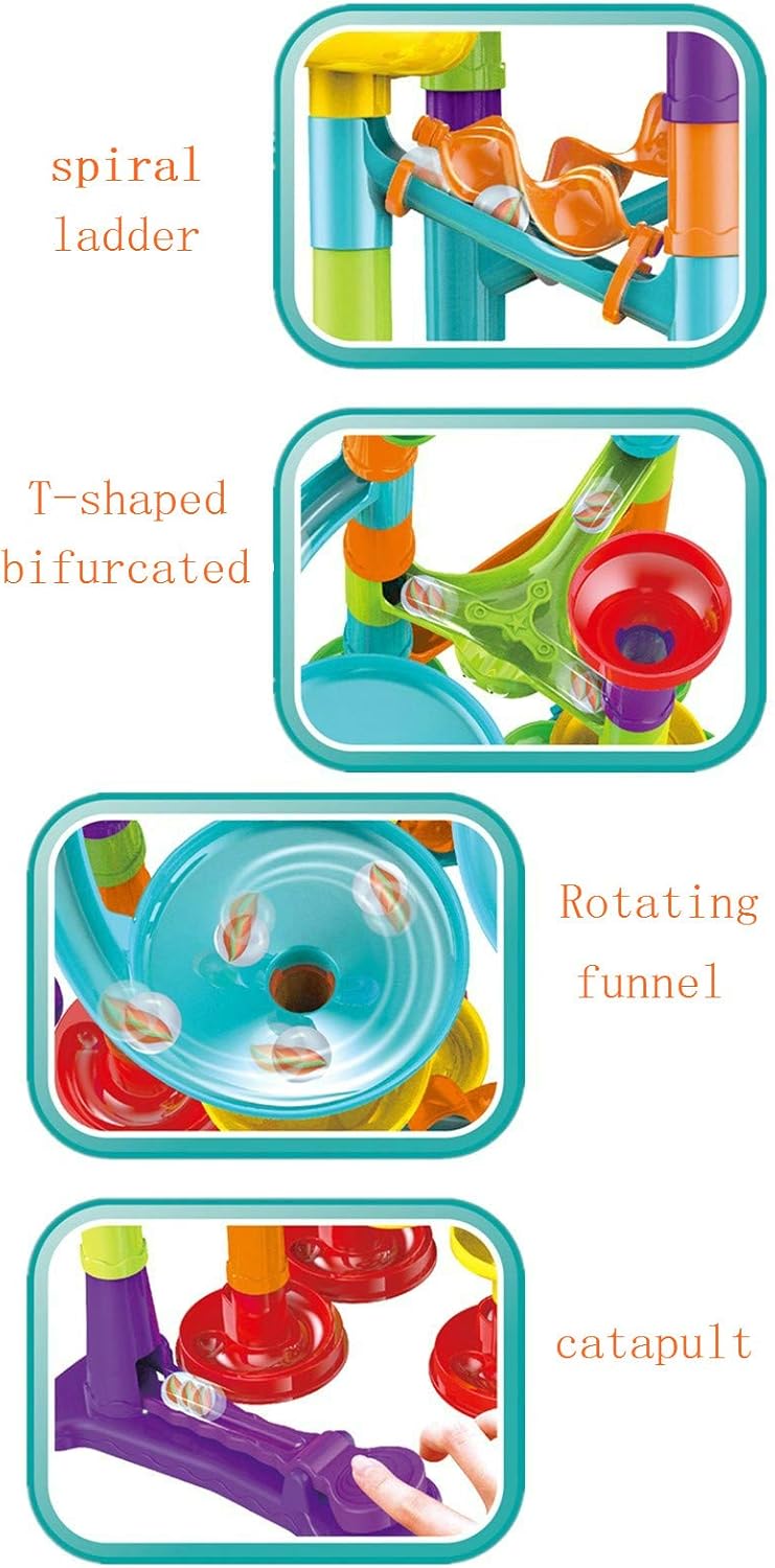 Fun Toys X 113 piezas Marble Run – Juego compacto de bloques de construcción, juguetes de aprendizaje STEM, juguete educativo de bloques de