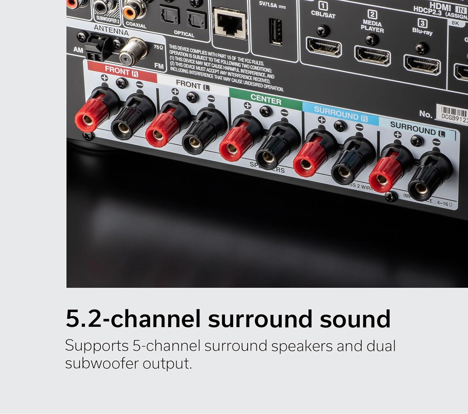 Denon Receptor de cine en casa AVR-S670H de 5.2 Ch (modelo 2023) – Receptor HDMI UHD 8K (75W x 5), transmisión a través de HEOS integrado, Bluetooth
