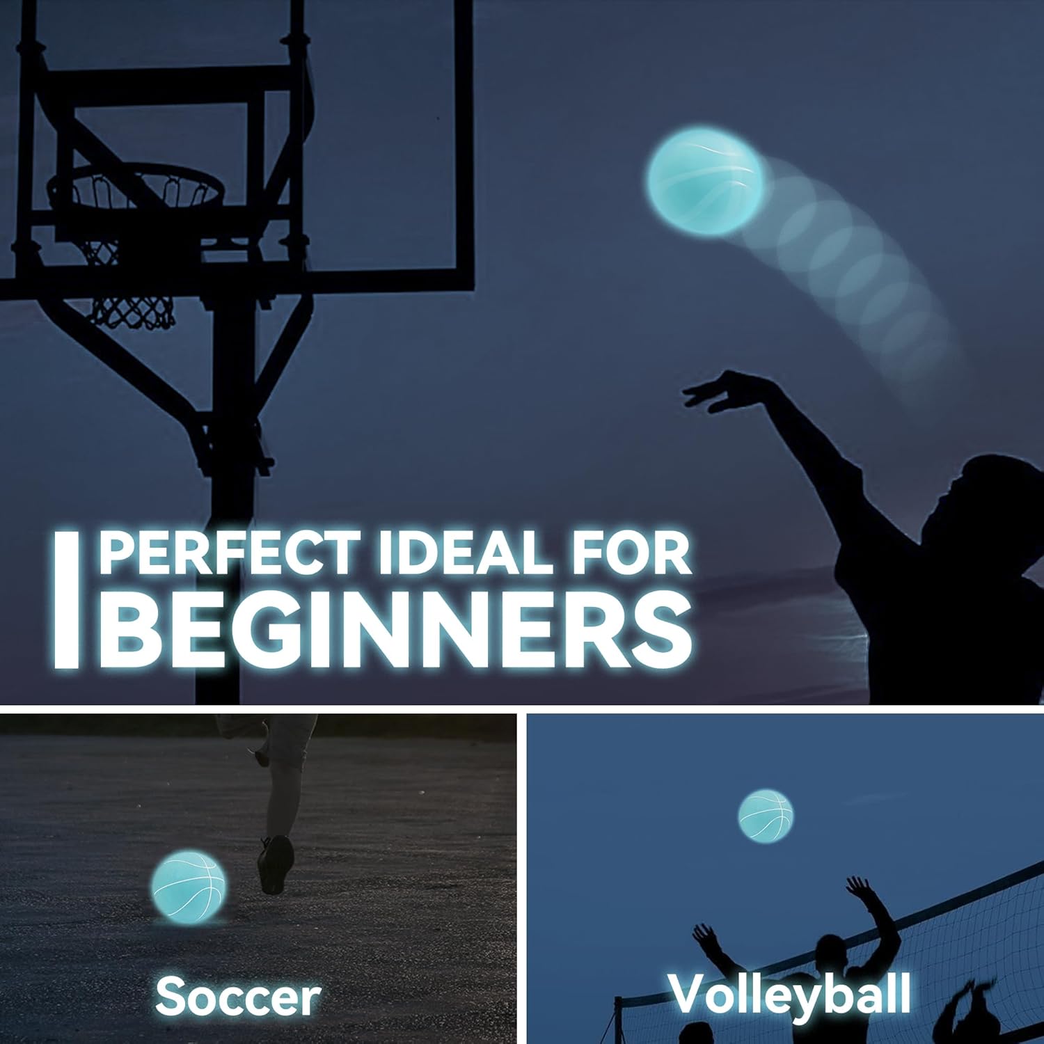 Mini baloncesto que brilla en la oscuridad con bomba (6 pulgadas, paquete de 4), mini baloncesto brillante para aro de interior y exterior, pequeñas