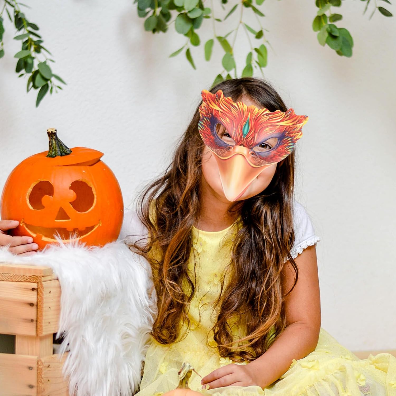 Healifty Máscara de pájaro de Halloween para mujer, media máscara, máscara de carnaval para fiesta de máscaras, máscara de fénix de fuego