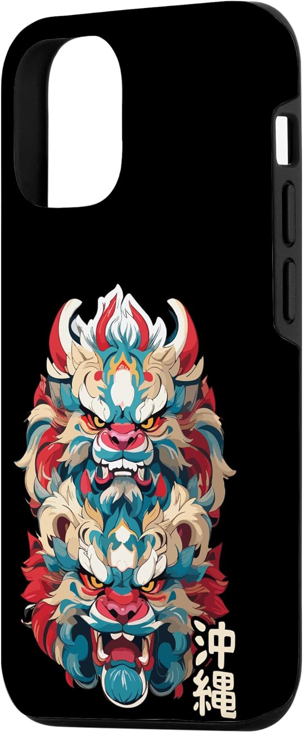Funda para iPhone 14 Okinawa Japón Shisa Guardian Lions Okinawa Kanji japonés