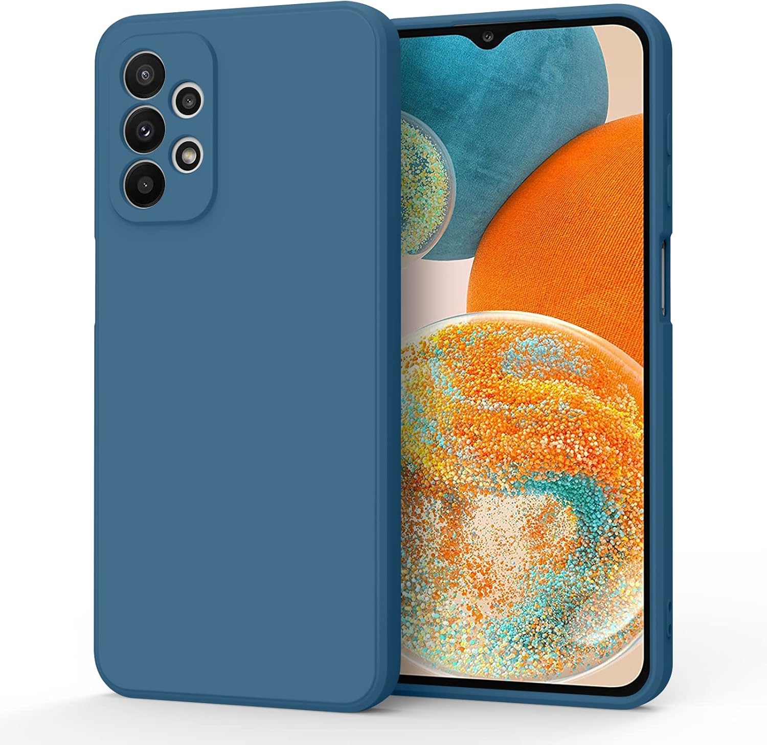 AK Samsung Galaxy A23 4G 5G, funda protectora delgada de silicona líquida (azul marino)