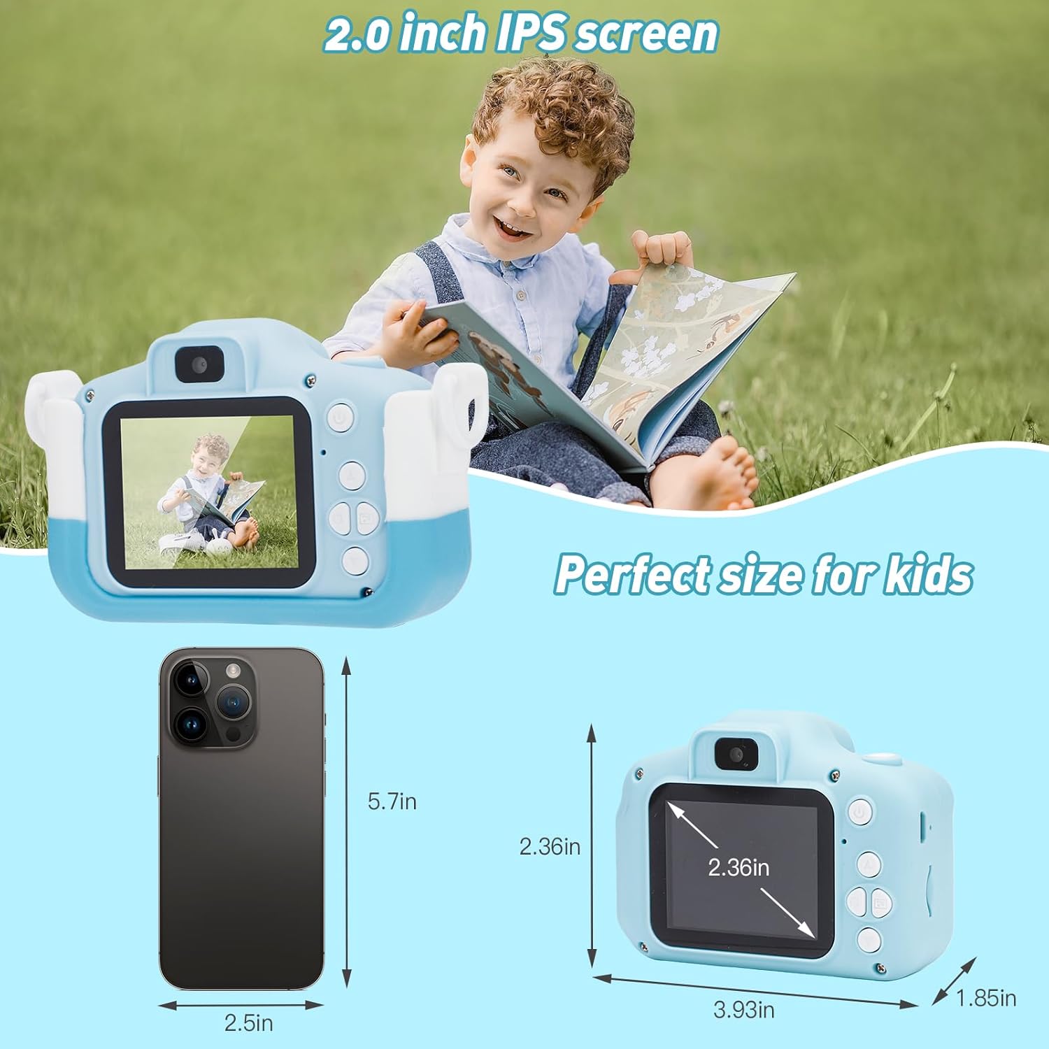DEWEL Cámara para niños, cámara de juguete, cámara para niños, cámara de video digital selfie HD 1080P para niñosniñas, mini videocámara para niños