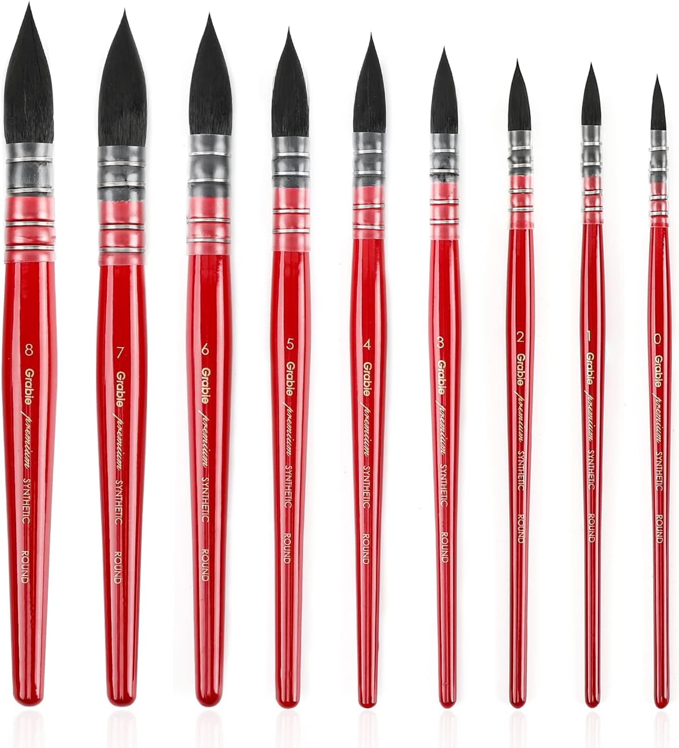 Grabie Pinceles profesionales para acuarela, pinceles para trapeador, 9 piezas, pelo sintético de ardilla, suministros de arte para pintar, gran