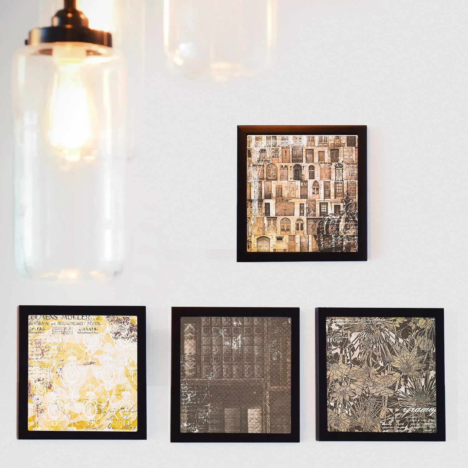 EAMOTOL Bloc de papel retro para álbumes de recortes, 7 x 7 pulgadas, 40 hojas de fondo decorativo de un solo lado con estampado floral negro para