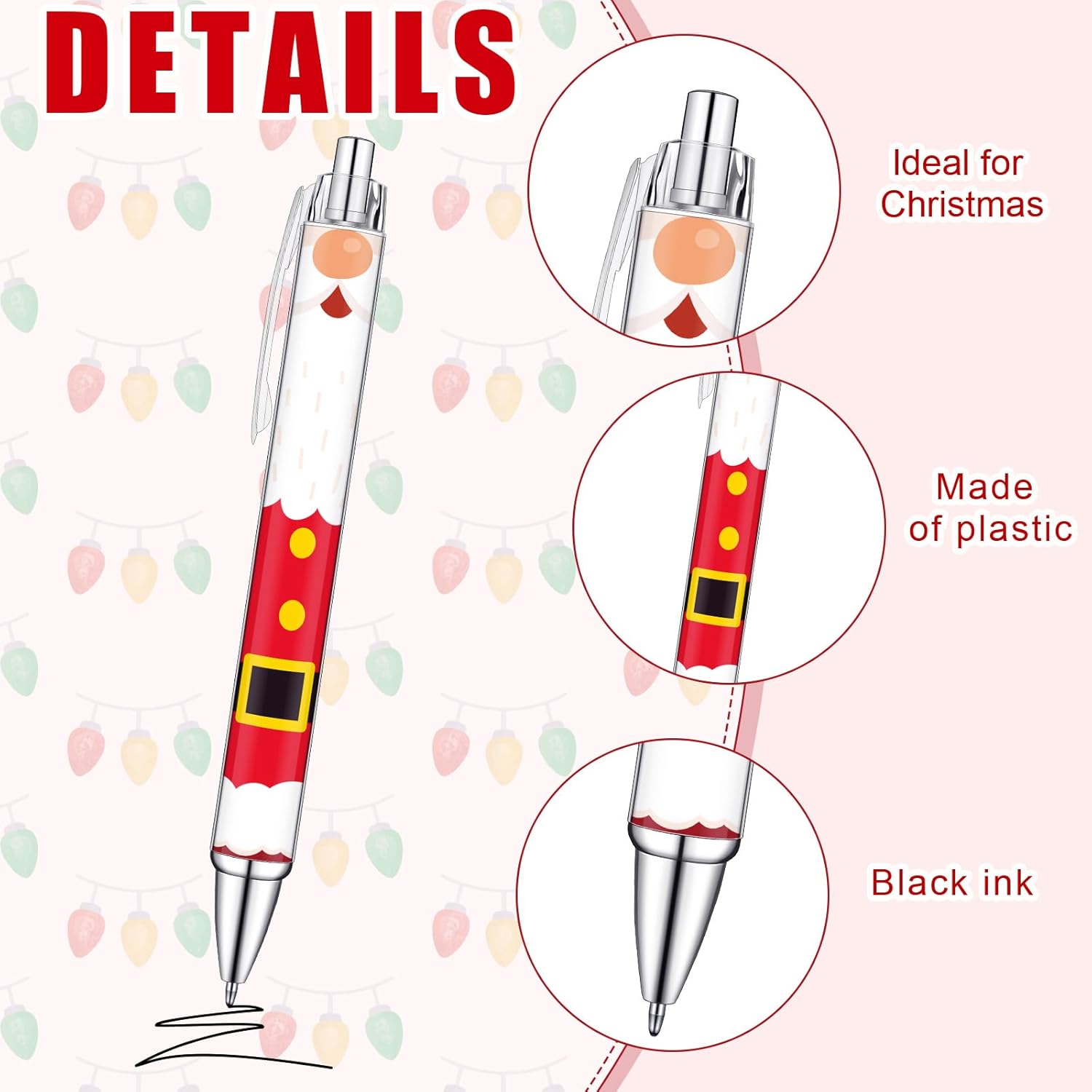 48 bolígrafos de Navidad, bolígrafos retráctiles de tinta de gel, coloridos y lindos bolígrafos de Navidad, tinta negra, suministros escolares de